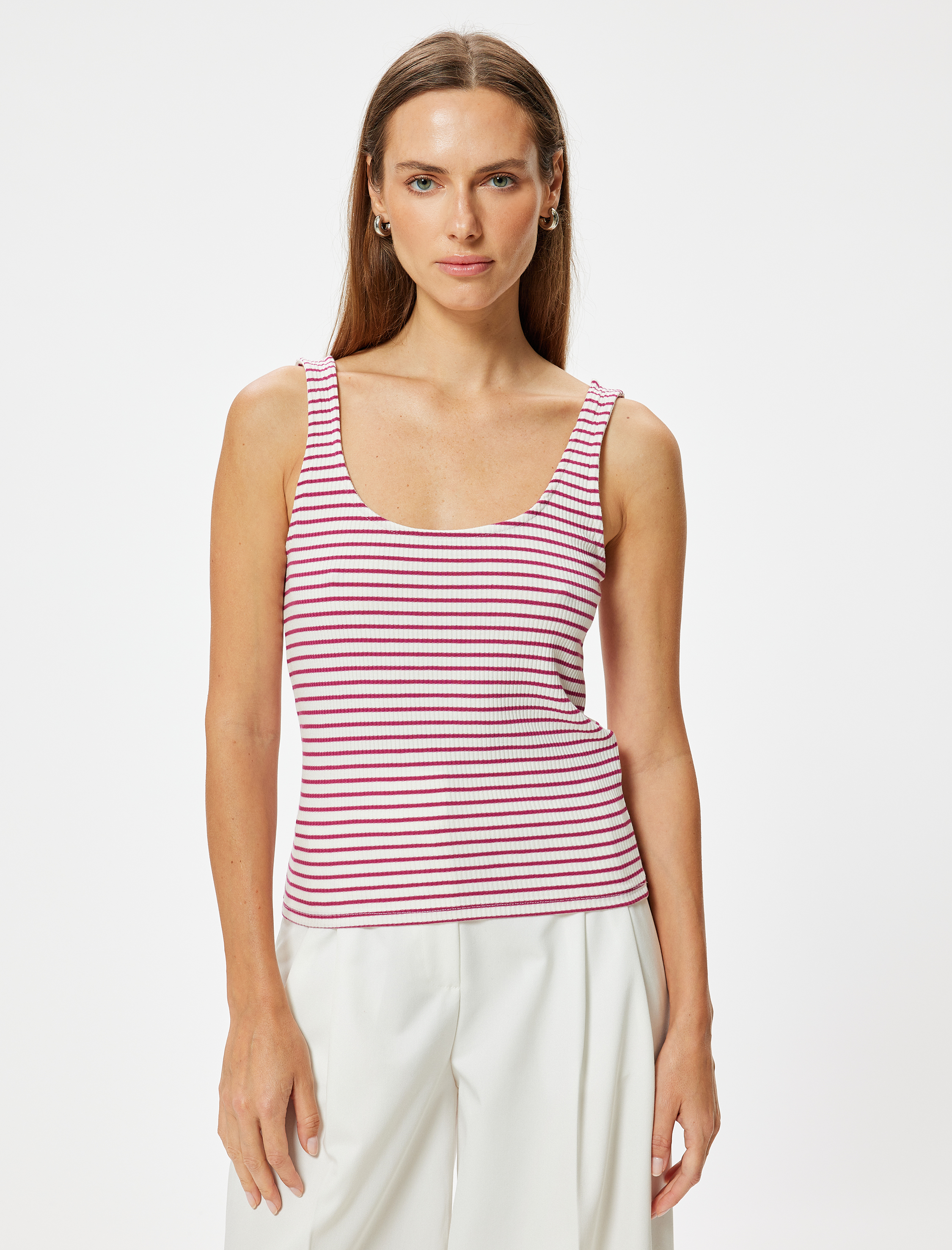   Ribanalı Atlet Kalın Askılı Derin U Yaka Viskon Kumaş