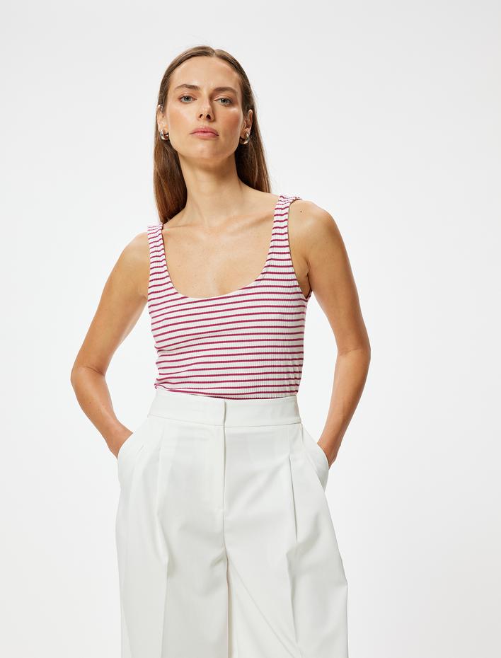  Ribanalı Atlet Kalın Askılı Derin U Yaka Viskon Kumaş