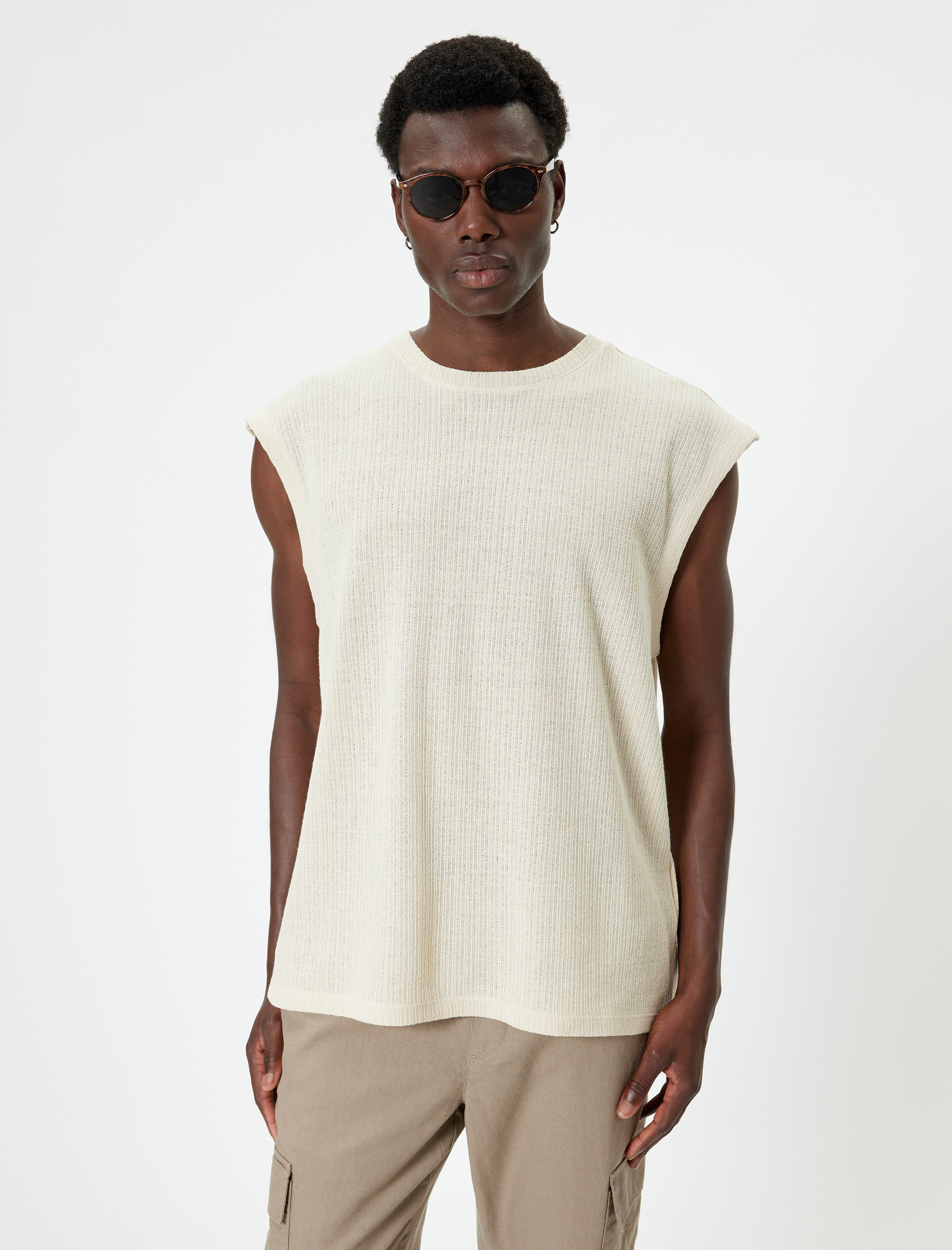   Kolsuz Atlet Kroşe Bisiklet Yaka Pamuk Karışımlı