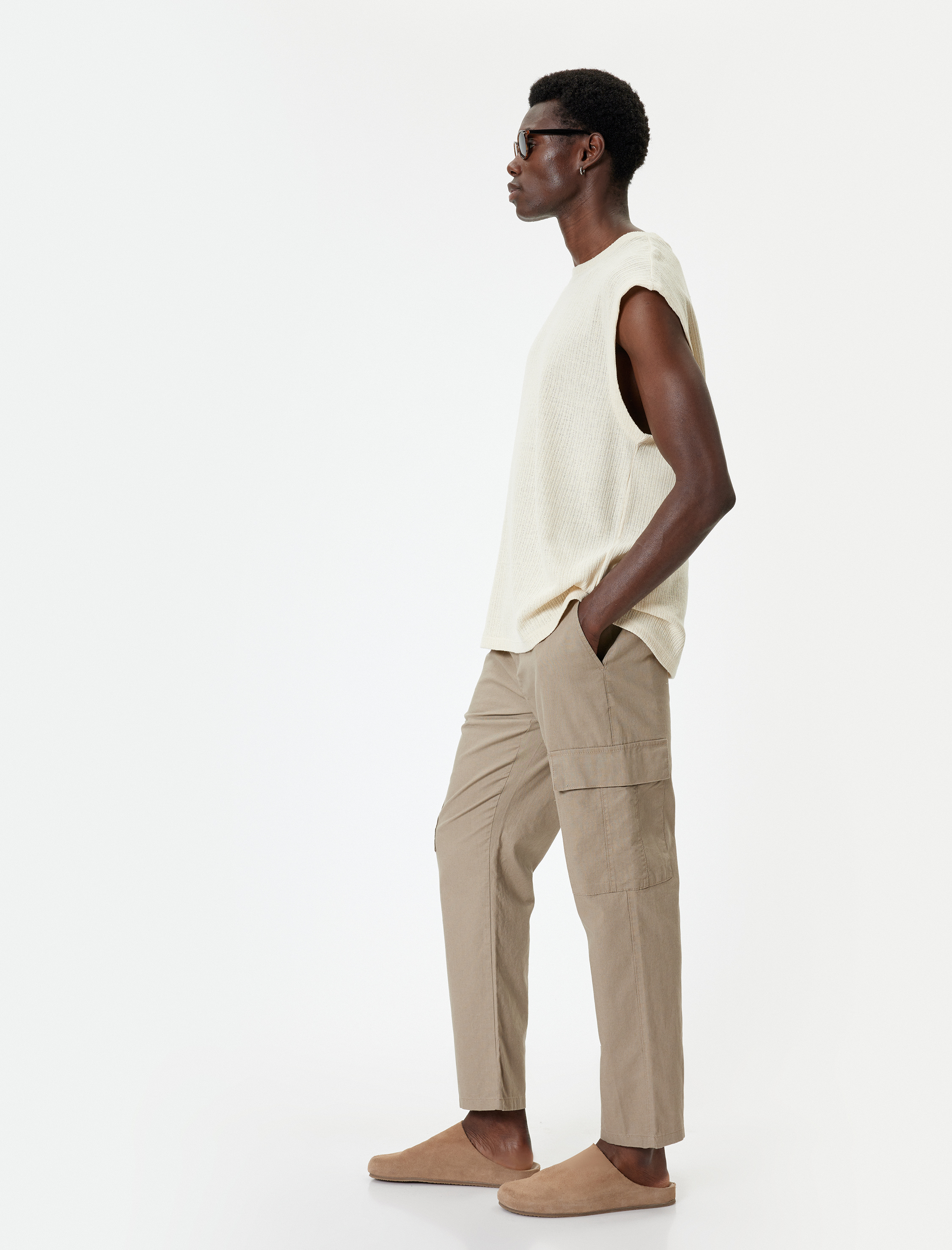   Kolsuz Atlet Kroşe Bisiklet Yaka Pamuk Karışımlı