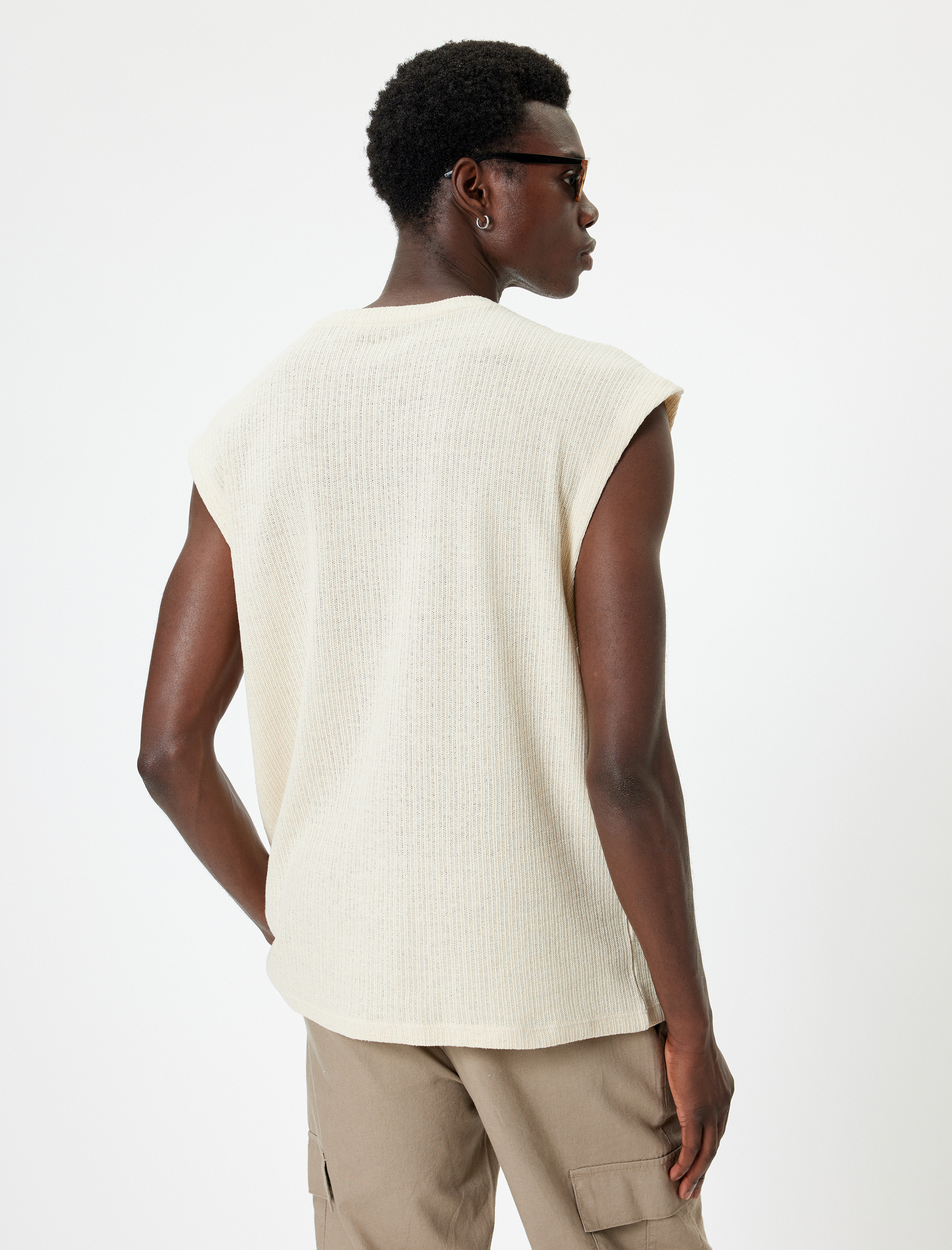   Kolsuz Atlet Kroşe Bisiklet Yaka Pamuk Karışımlı