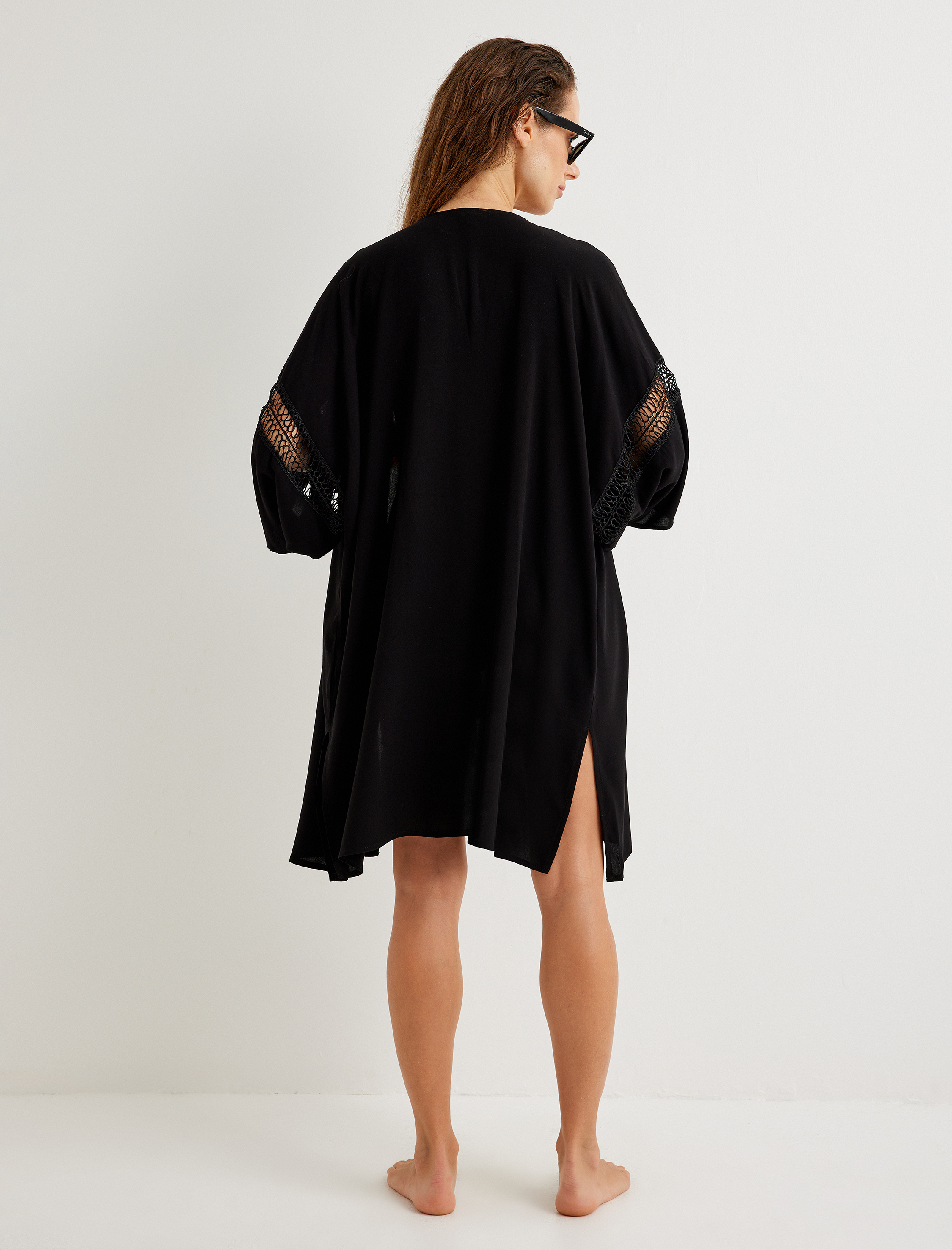   Midi Kimono Kolları İşleme Detaylı Rahat Kesim