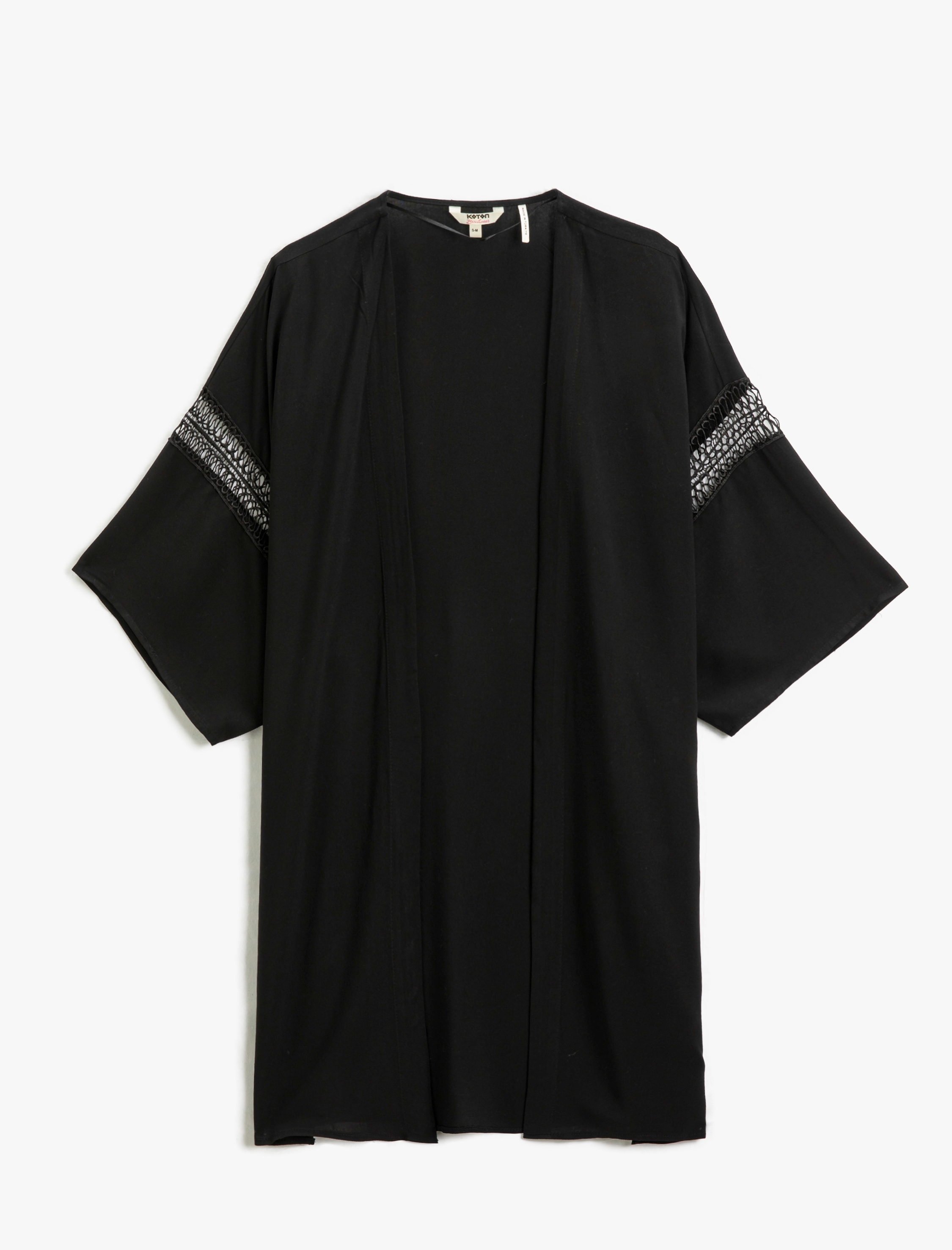   Midi Kimono Kolları İşleme Detaylı Rahat Kesim