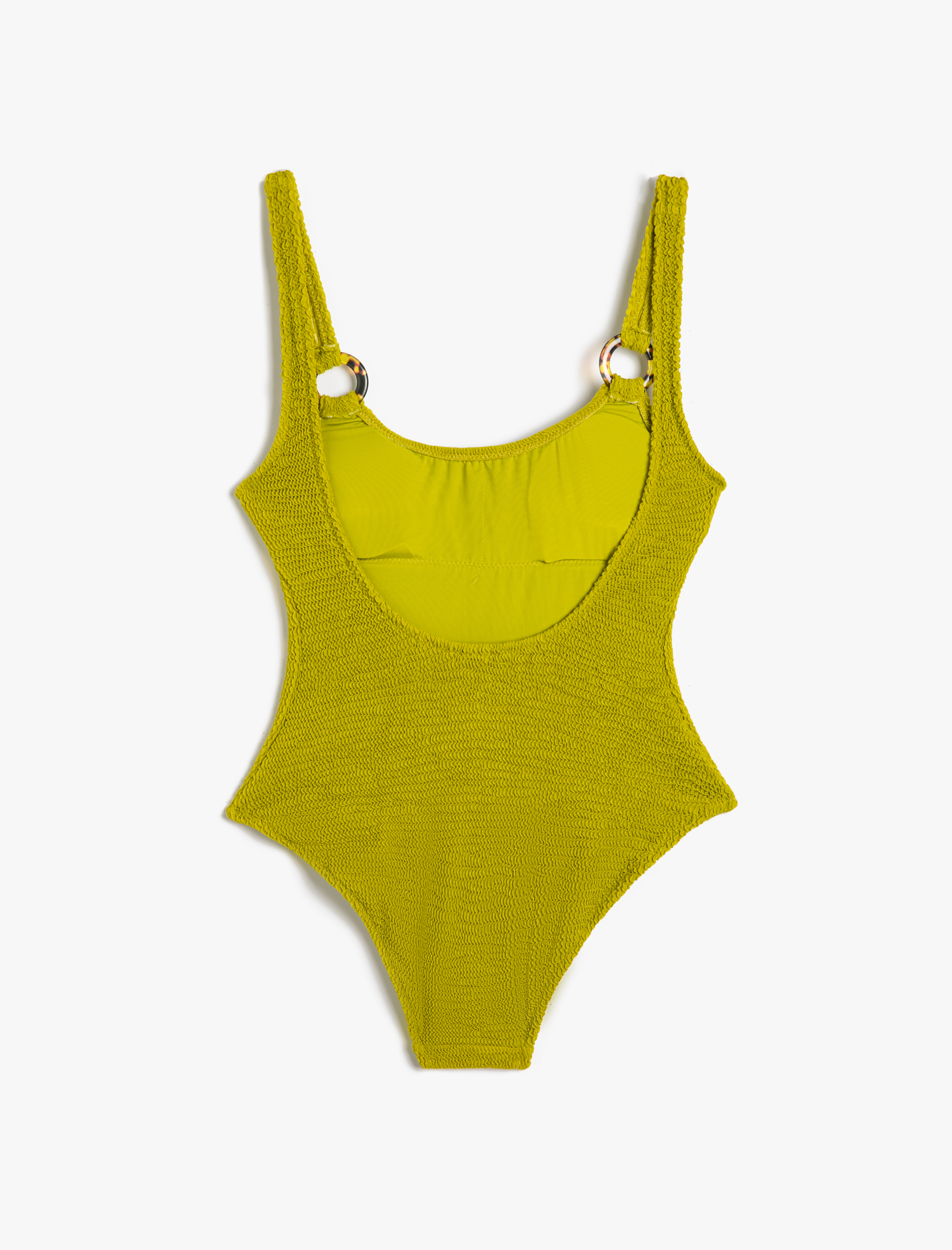   Dokulu Mayo Halka Aksesuar Detaylı U Yaka Askılı