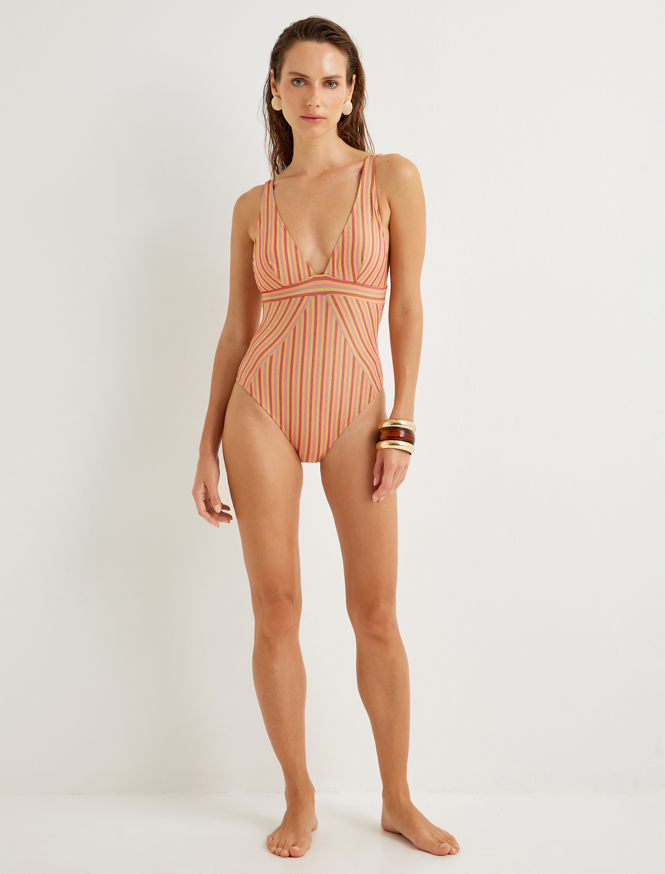   Simli Mayo V Yaka Ayarlanabilir Askılı Kaplı