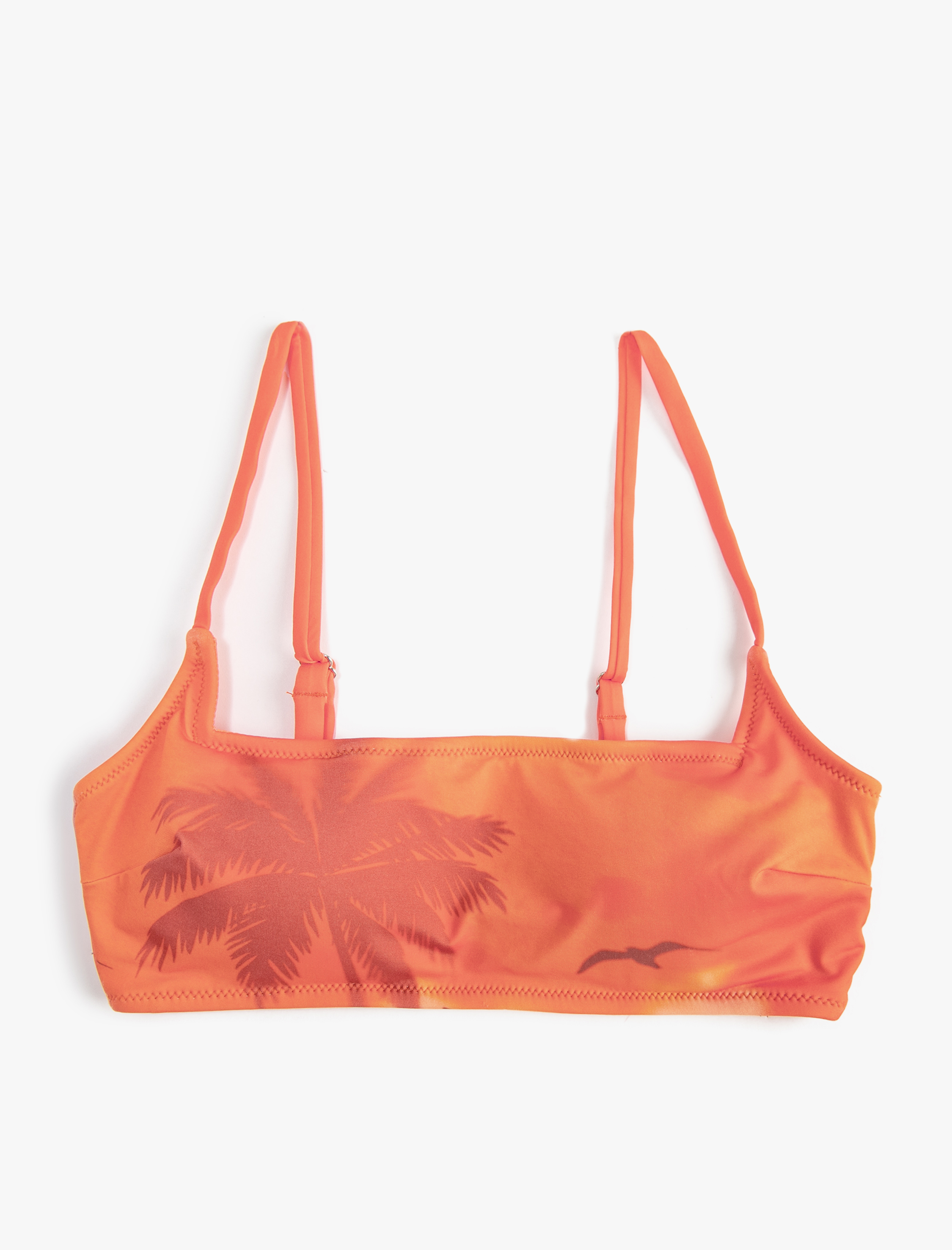   Bikini Üstü Tropikal Baskılı İnce Askılı