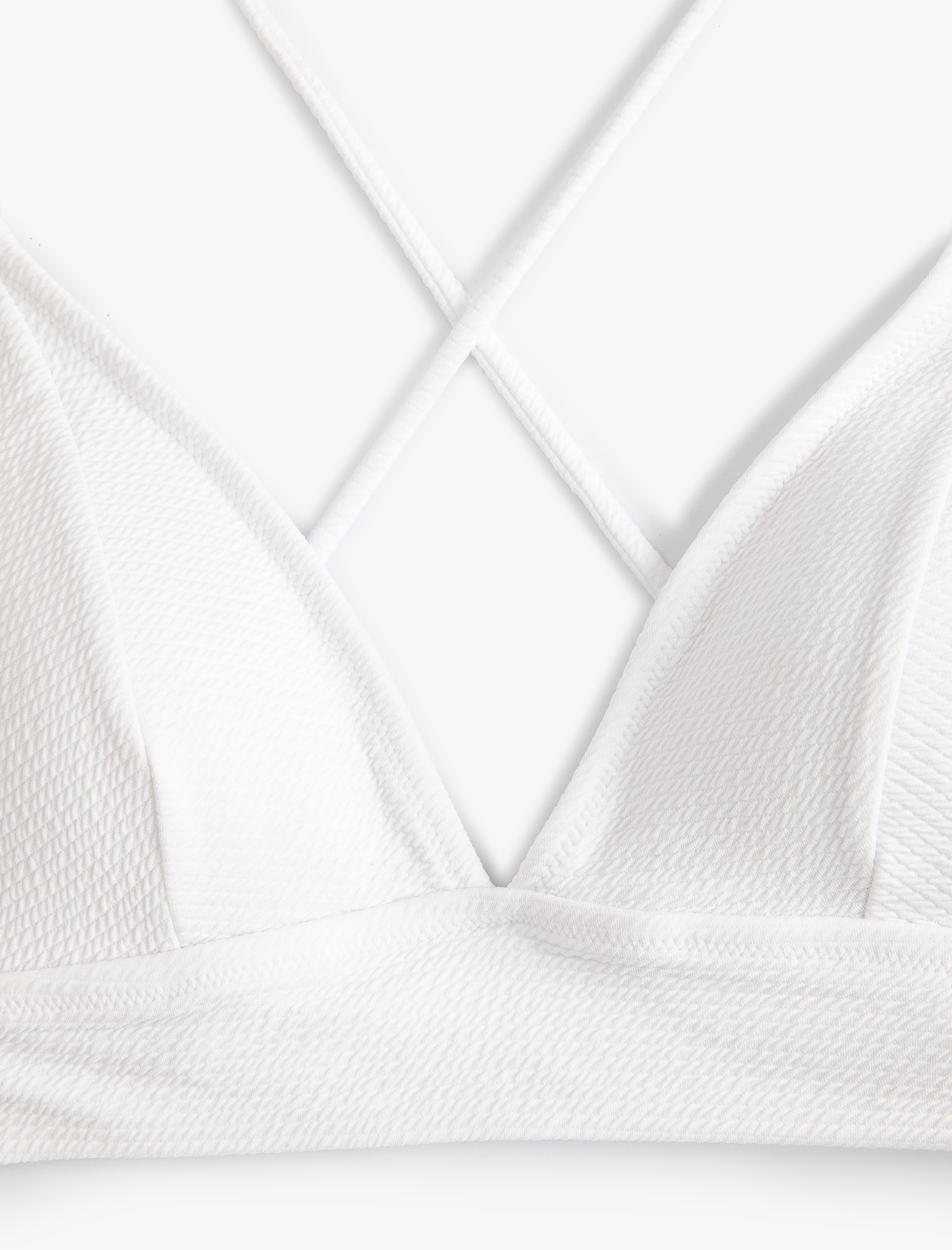   Üçgen Bikini Üstü Dokulu Çapraz Askılı Kaplı