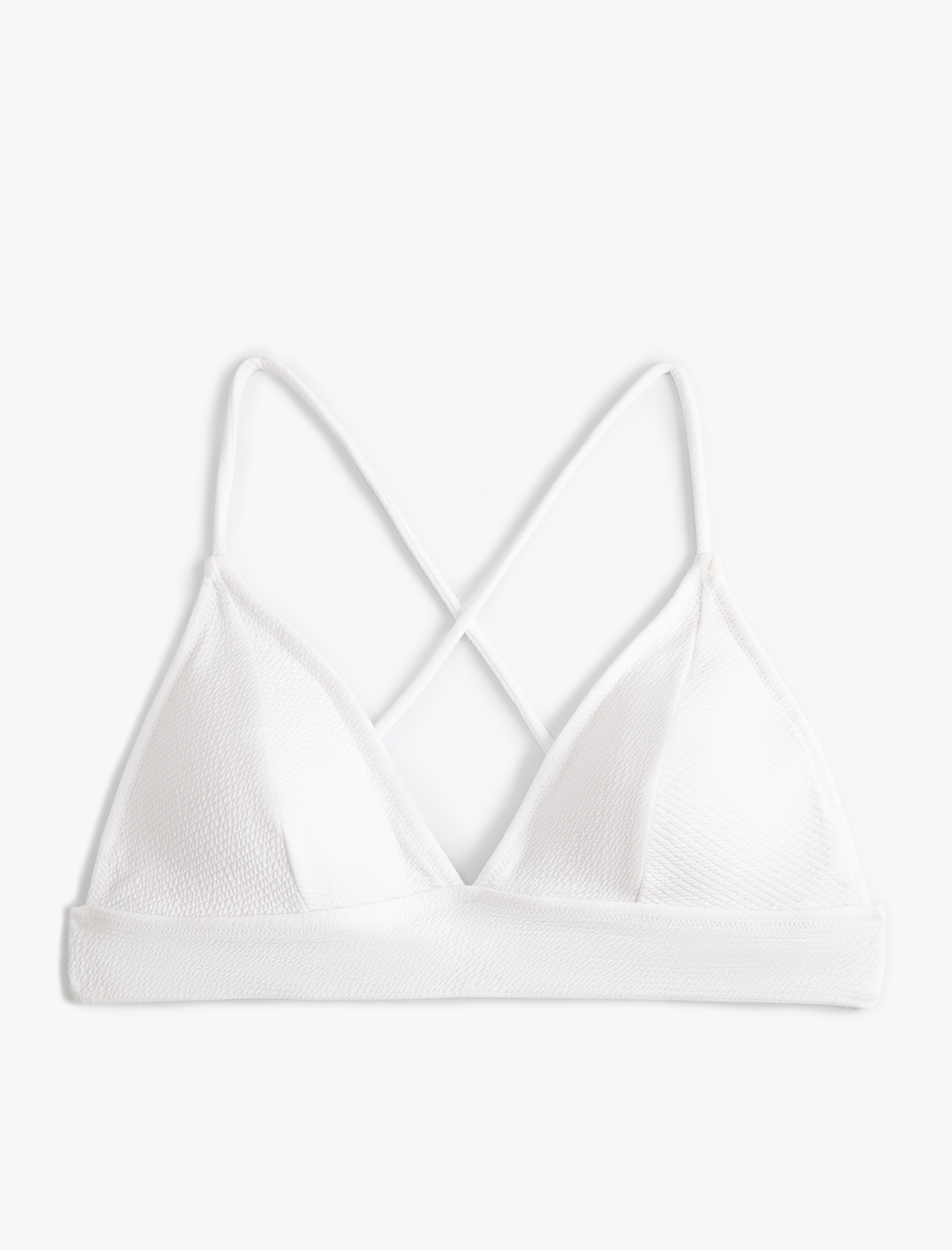   Üçgen Bikini Üstü Dokulu Çapraz Askılı Kaplı