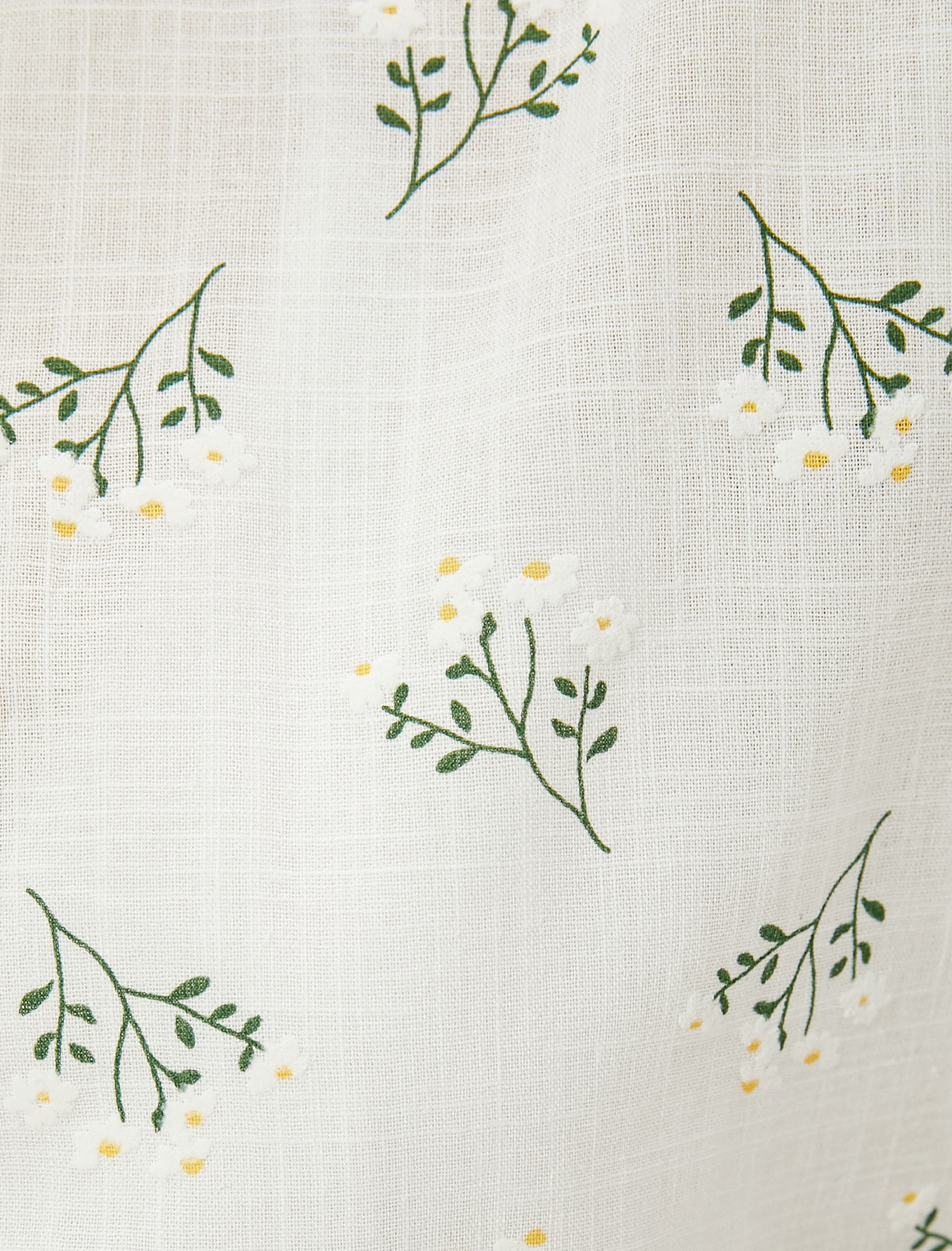 Crop Gömlek Kısa Kollu Pamuklu Floral Desenli