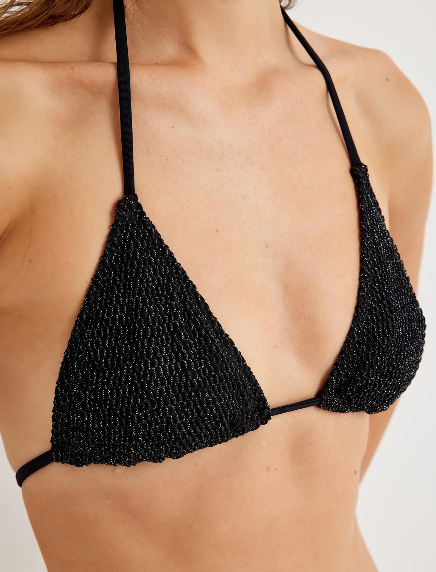   Parlak Üçgen Bikini Üstü İnce Askılı