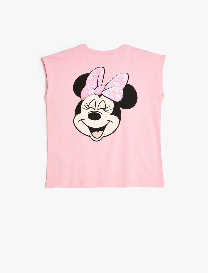 Kız Çocuk Minnie Mouse Tişört Lisanslı Kısa Kollu Bisiklet Yaka Pamuklu
