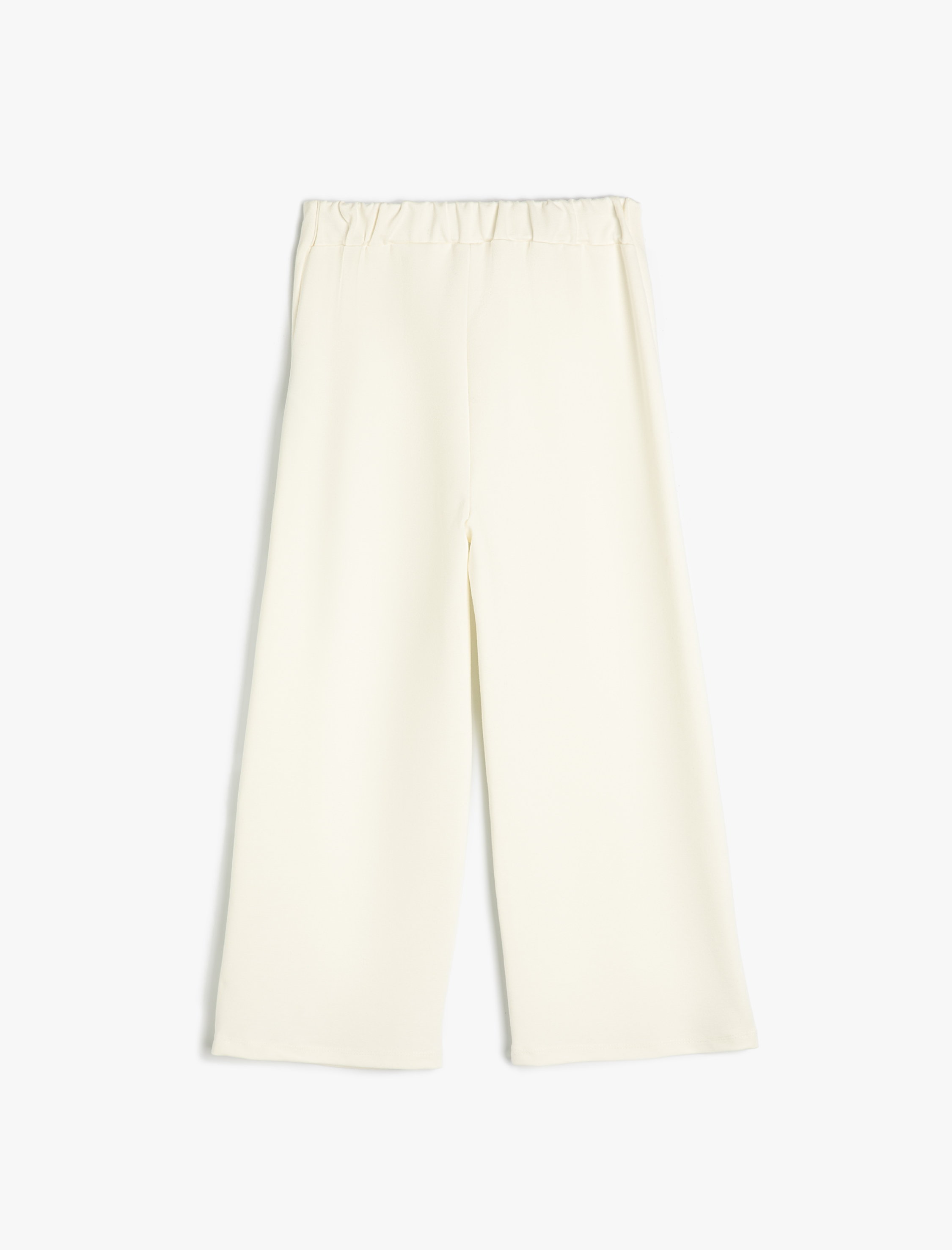  Kız Çocuk Pantolon İnci Detaylı Çiçek Desenli Beli Lastikli