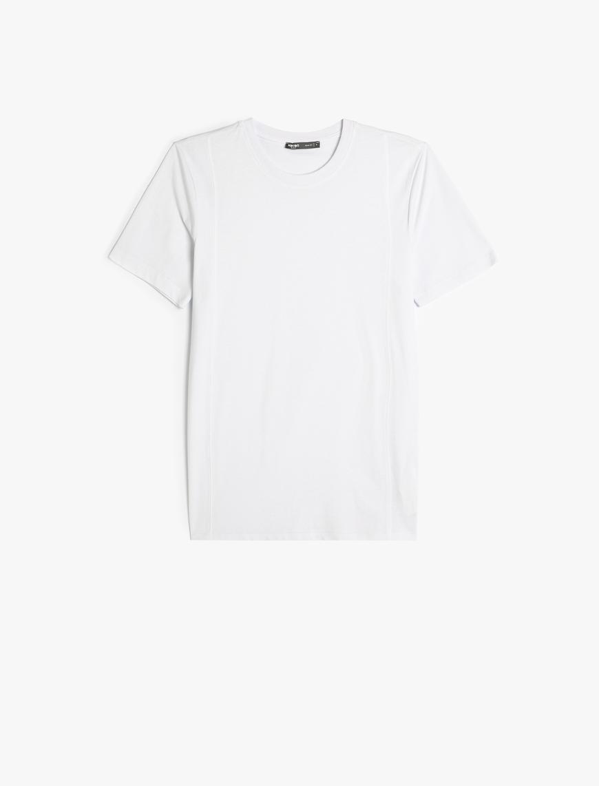   Basic Tişört Slim Fit Bisiklet Yaka Kısa Kollu Pamuklu