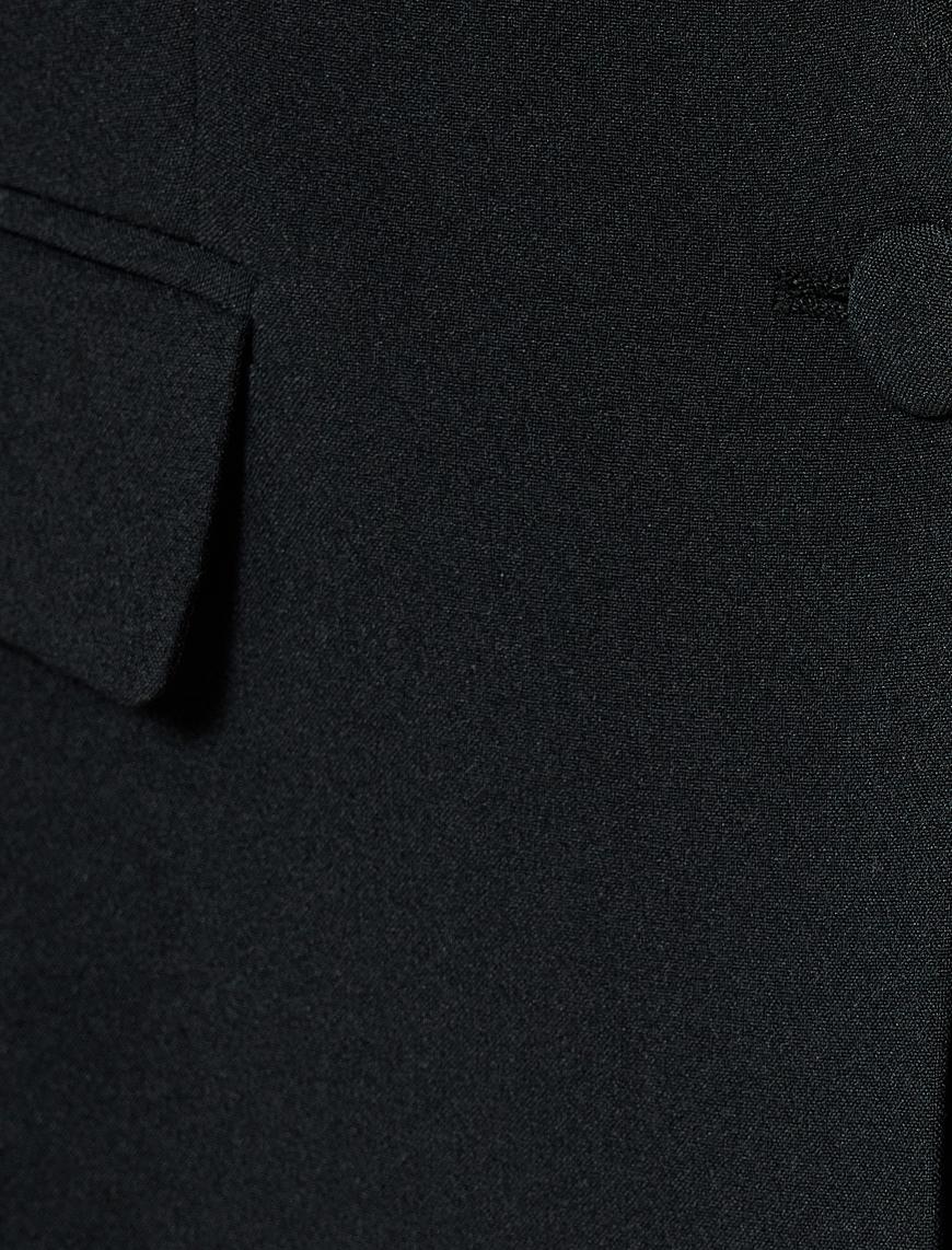   Kapaklı Cep Detaylı Regular Fit Kruvaze Blazer Ceket