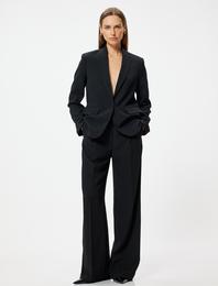Kapaklı Cep Detaylı Regular Fit Kruvaze Blazer Ceket
