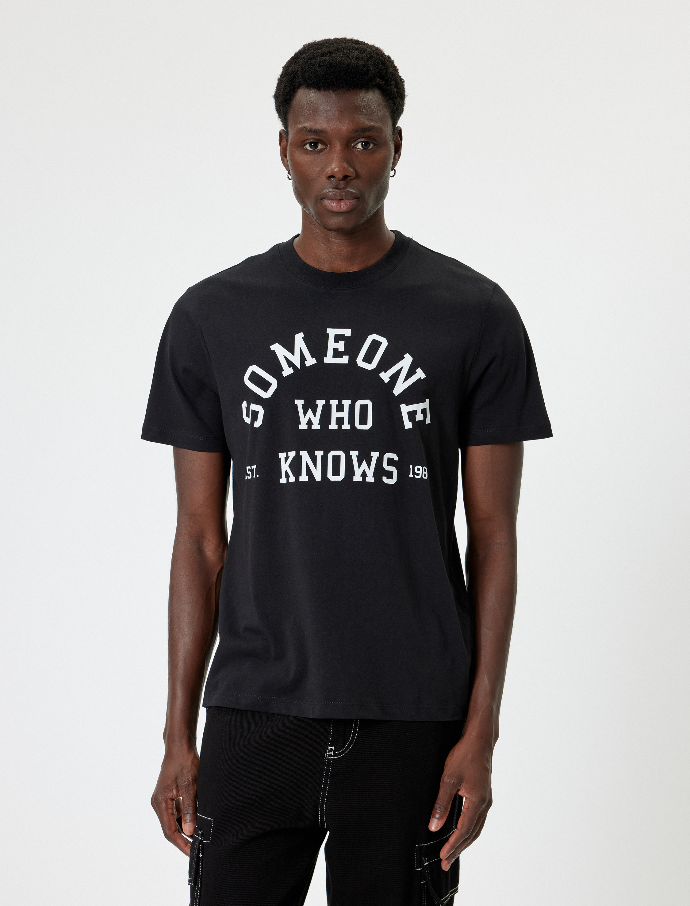   Slogan Baskılı Tişört Kısa Kollu Bisiklet Yaka Pamuklu Regular Fit