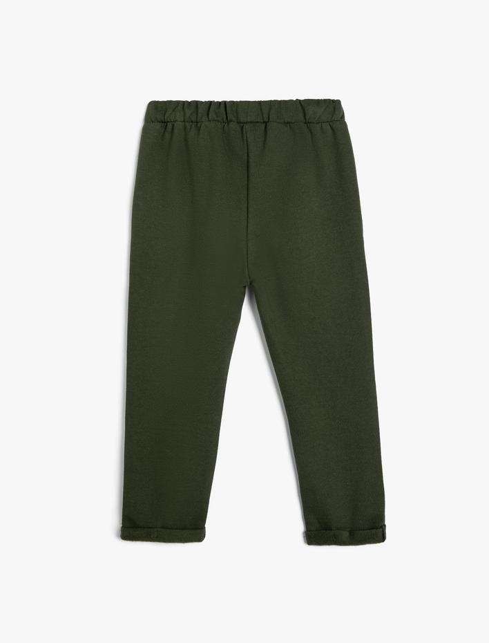 Erkek Bebek Beli Bağlamalı Pamuklu Şardonlu Eşofman Altı