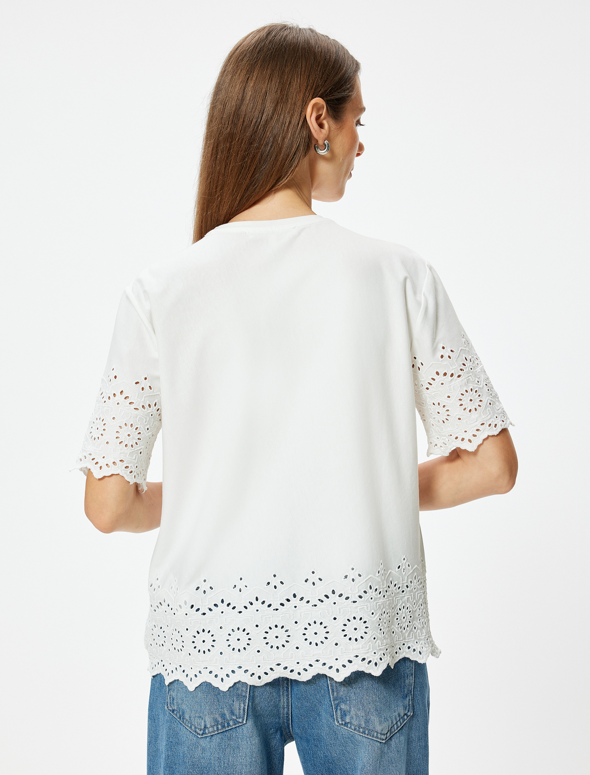   Fisto Detaylı Tişört Kısa Kollu Bisiklet Yaka Pamuklu