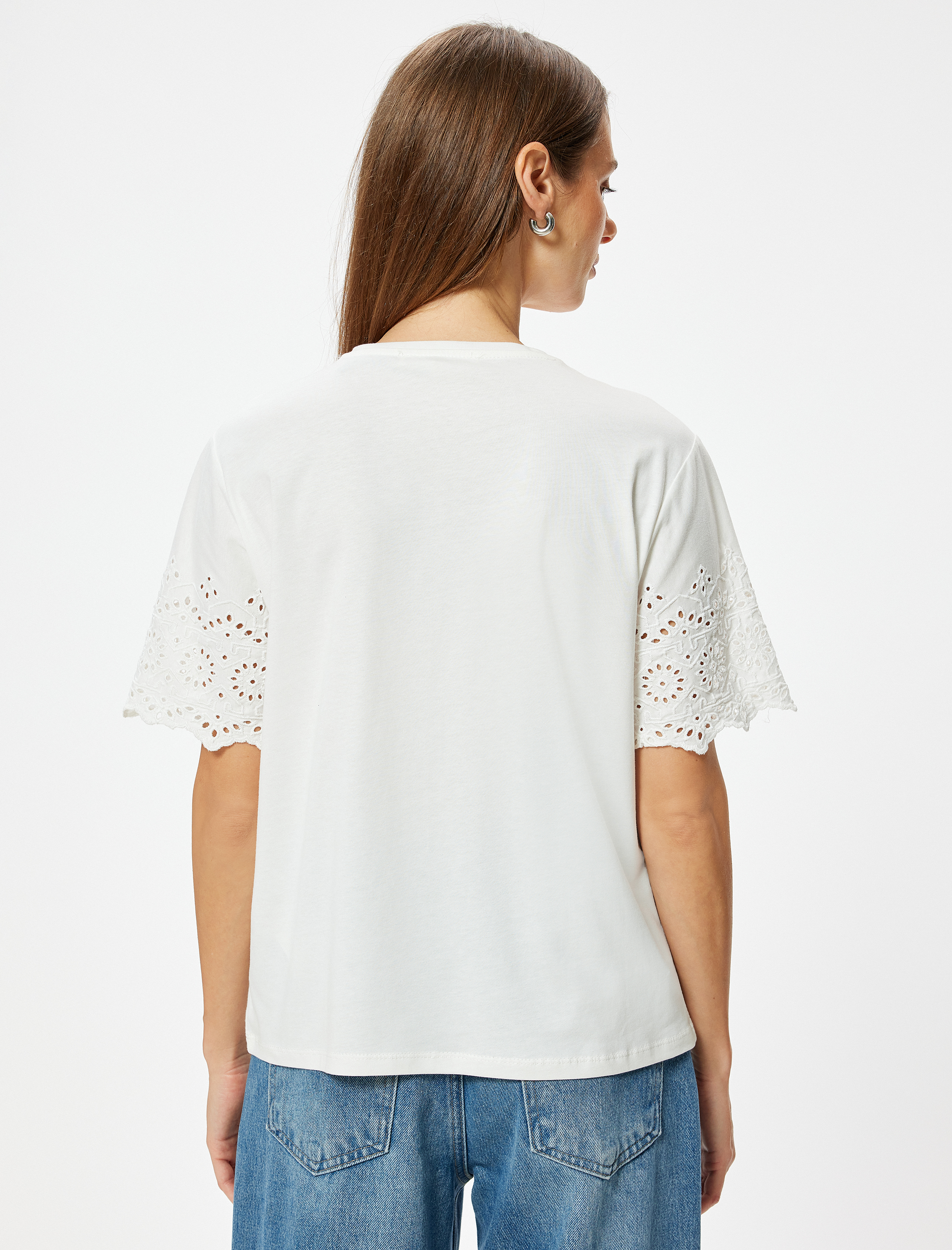   Fisto Detaylı Tişört Kısa Kollu Bisiklet Yaka Pamuklu