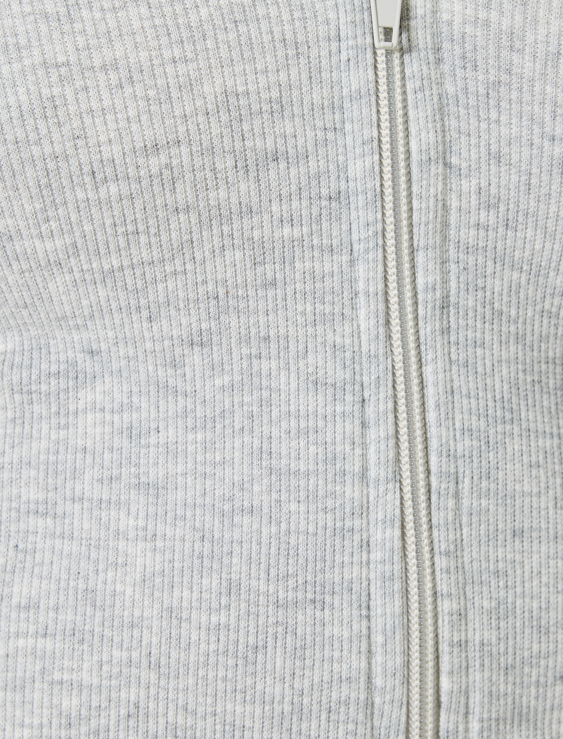   Crop Kapüşonlu Fermuarlı Hırka Uzun Kollu Slim Fit