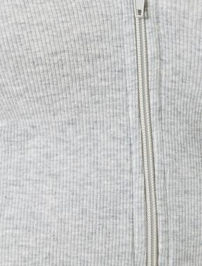 Crop Kapüşonlu Fermuarlı Hırka Uzun Kollu Slim Fit_5