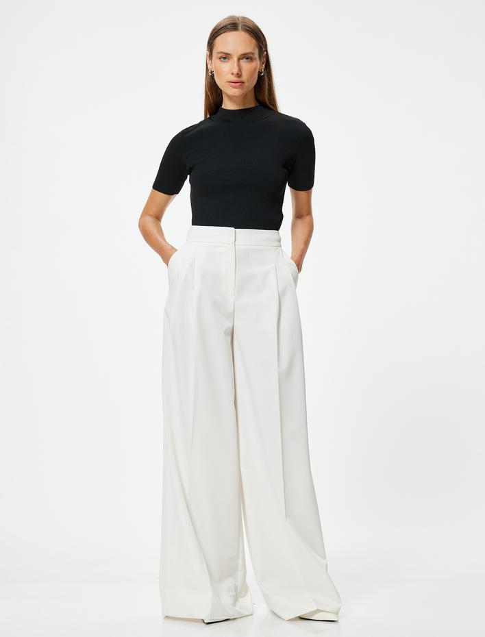  Kısa Kollu Basic Dik Yaka Triko Kazak