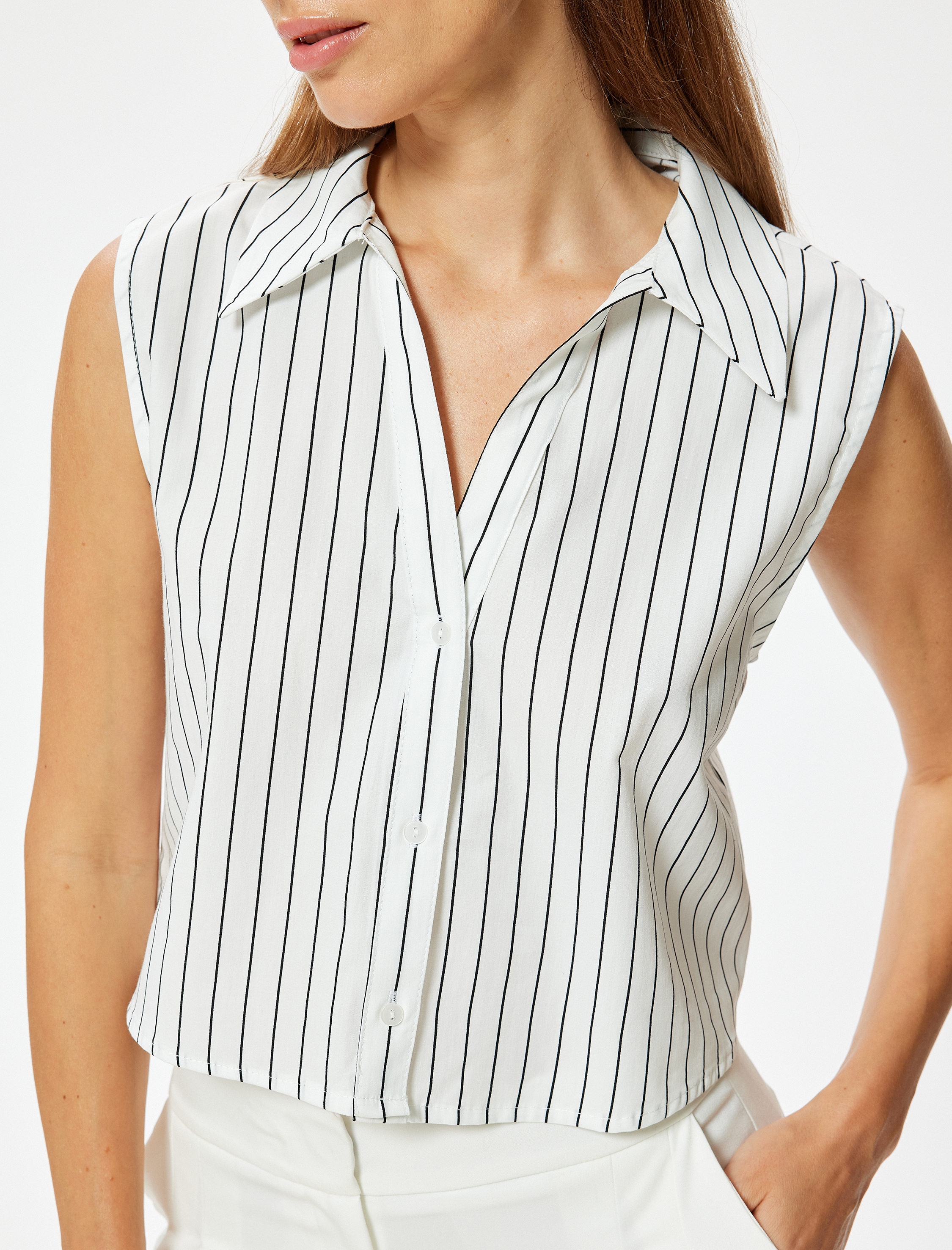   Crop Kolsuz Gömlek Pamuklu Bol Kalıp