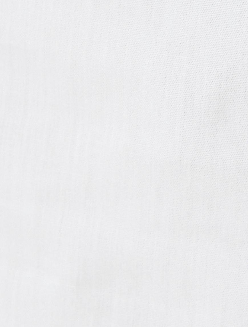   Crop Atlet Poplin Kalın Askılı Düğmeli V Yaka Slim Fit