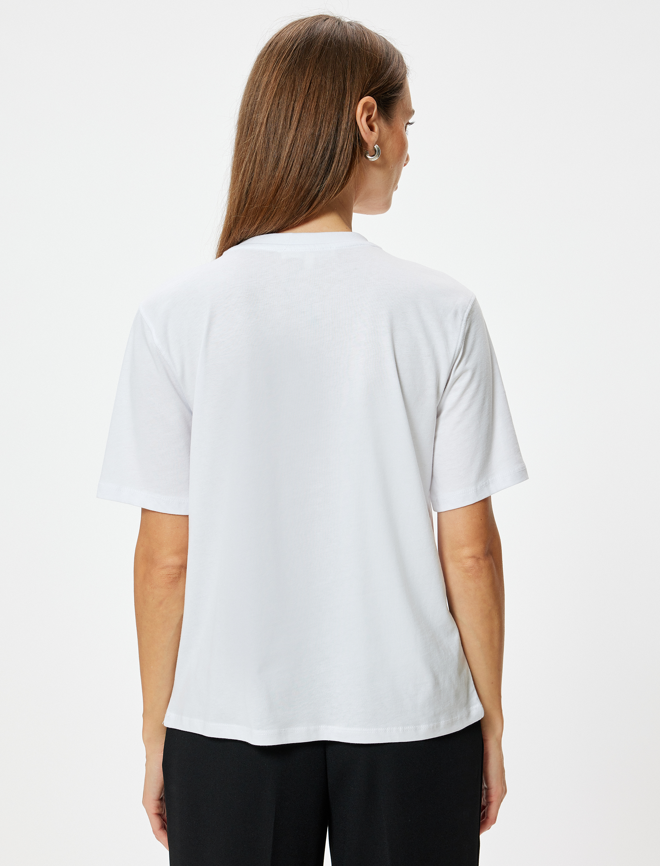   Fiyonk Baskılı Tişört Kısa Kollu Bisiklet Yaka Pamuklu