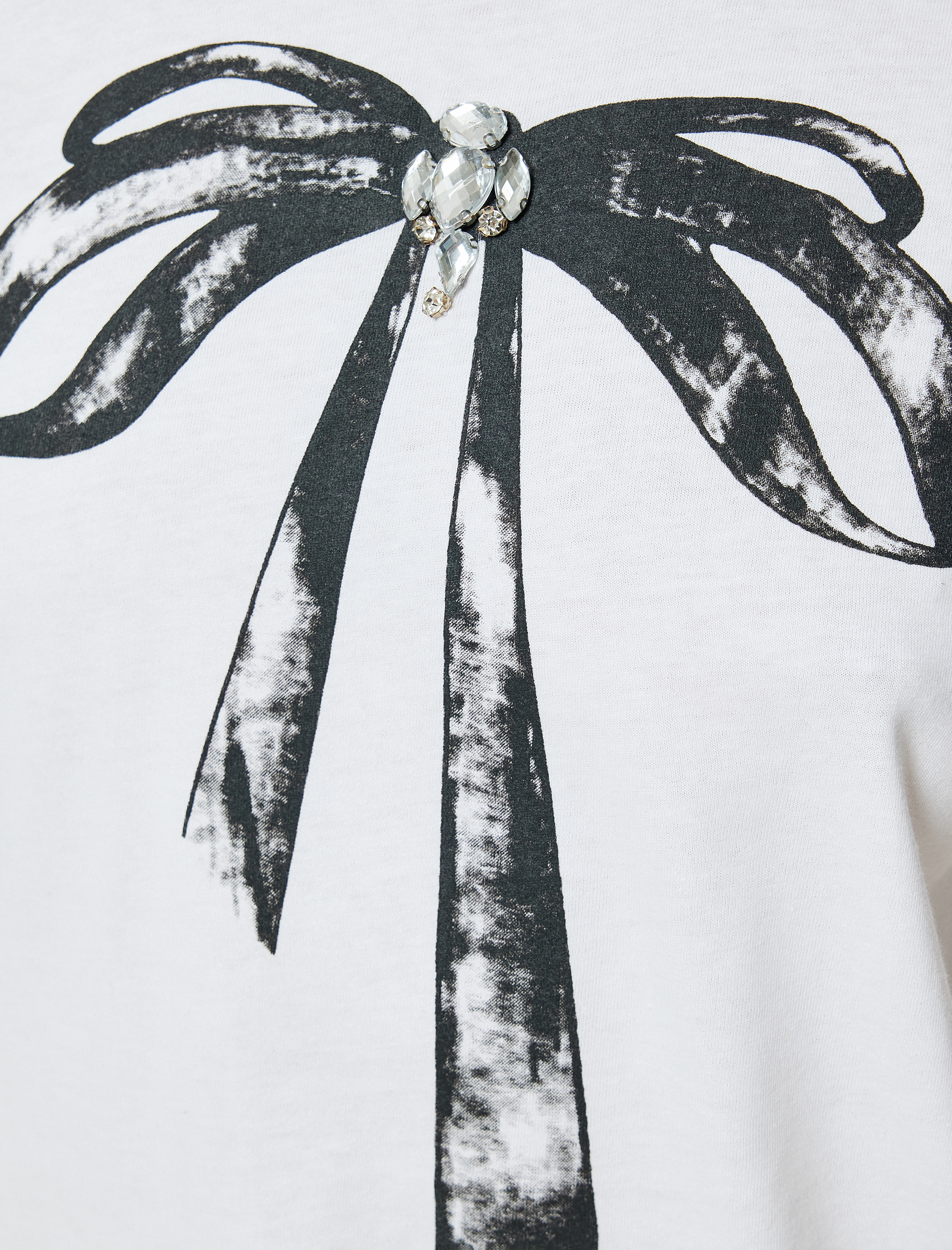   Fiyonk Baskılı Tişört Kısa Kollu Bisiklet Yaka Pamuklu