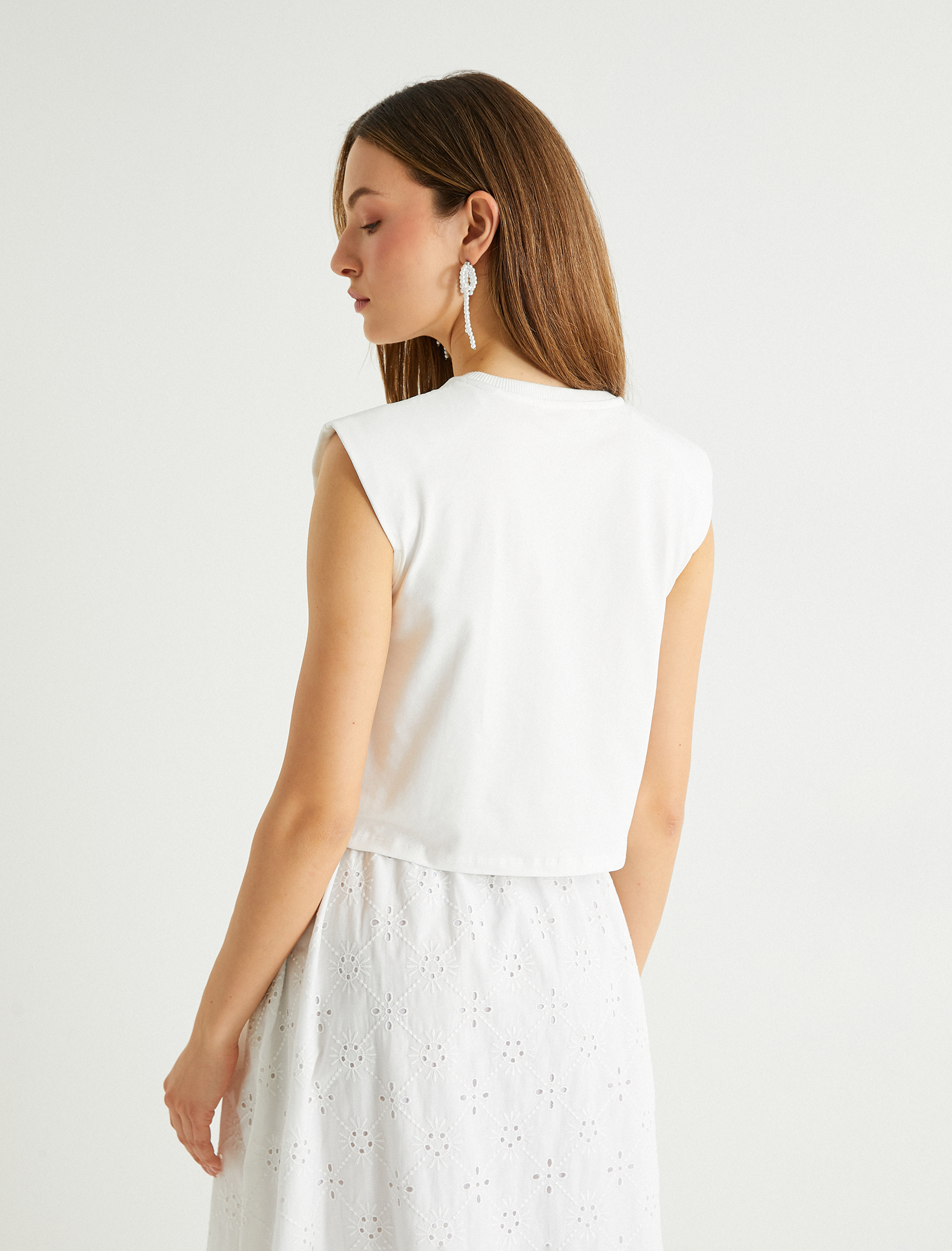   Kiraz Baskılı Kolsuz Tişört Bisiklet Yaka Pamuklu