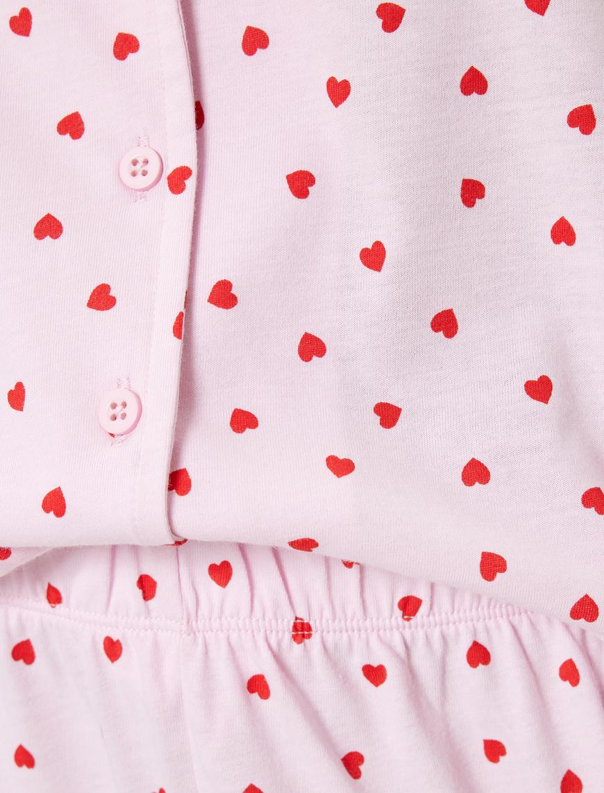   Kalpli Şortlu Pijama Takımı Rahat Kalıp Pamuklu