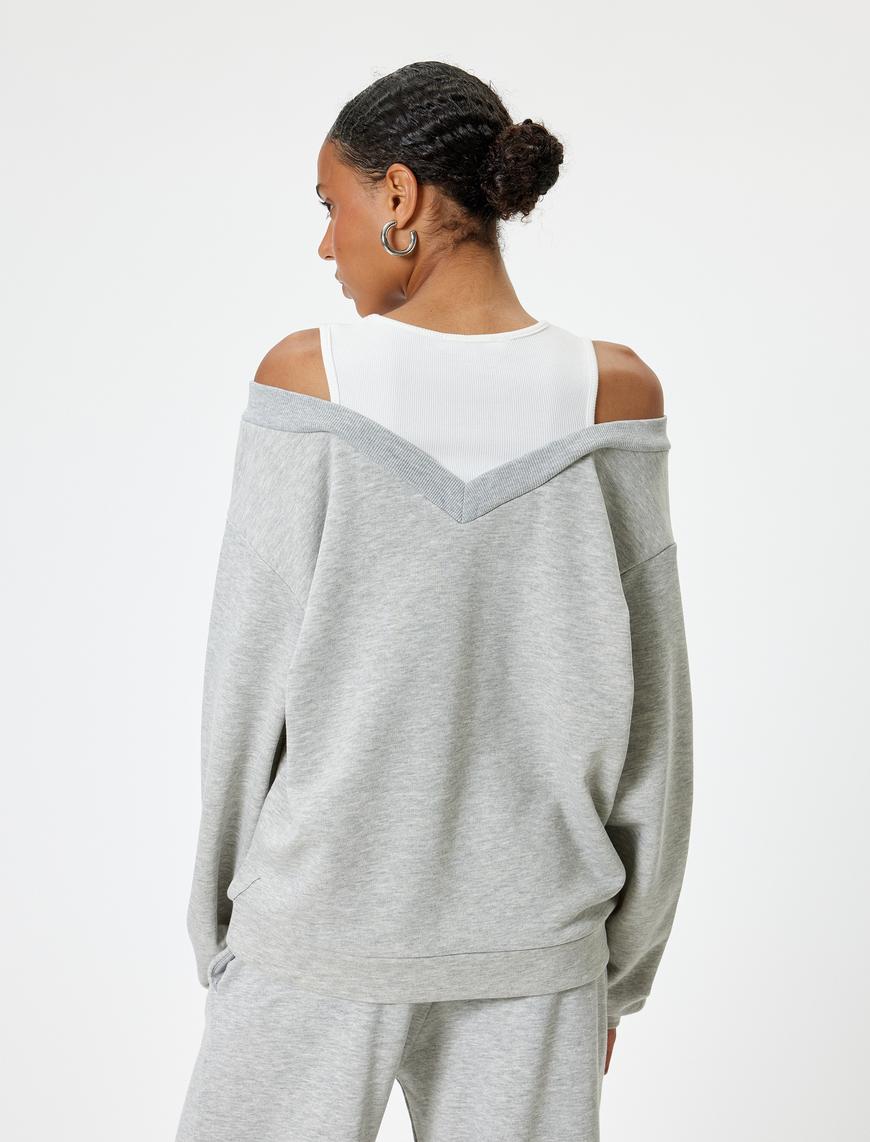   Oversize Sweatshirt İçi Atletli Uzun Kollu Şardonlu