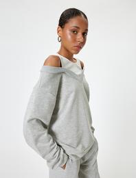 Oversize Sweatshirt İçi Atletli Uzun Kollu Şardonlu