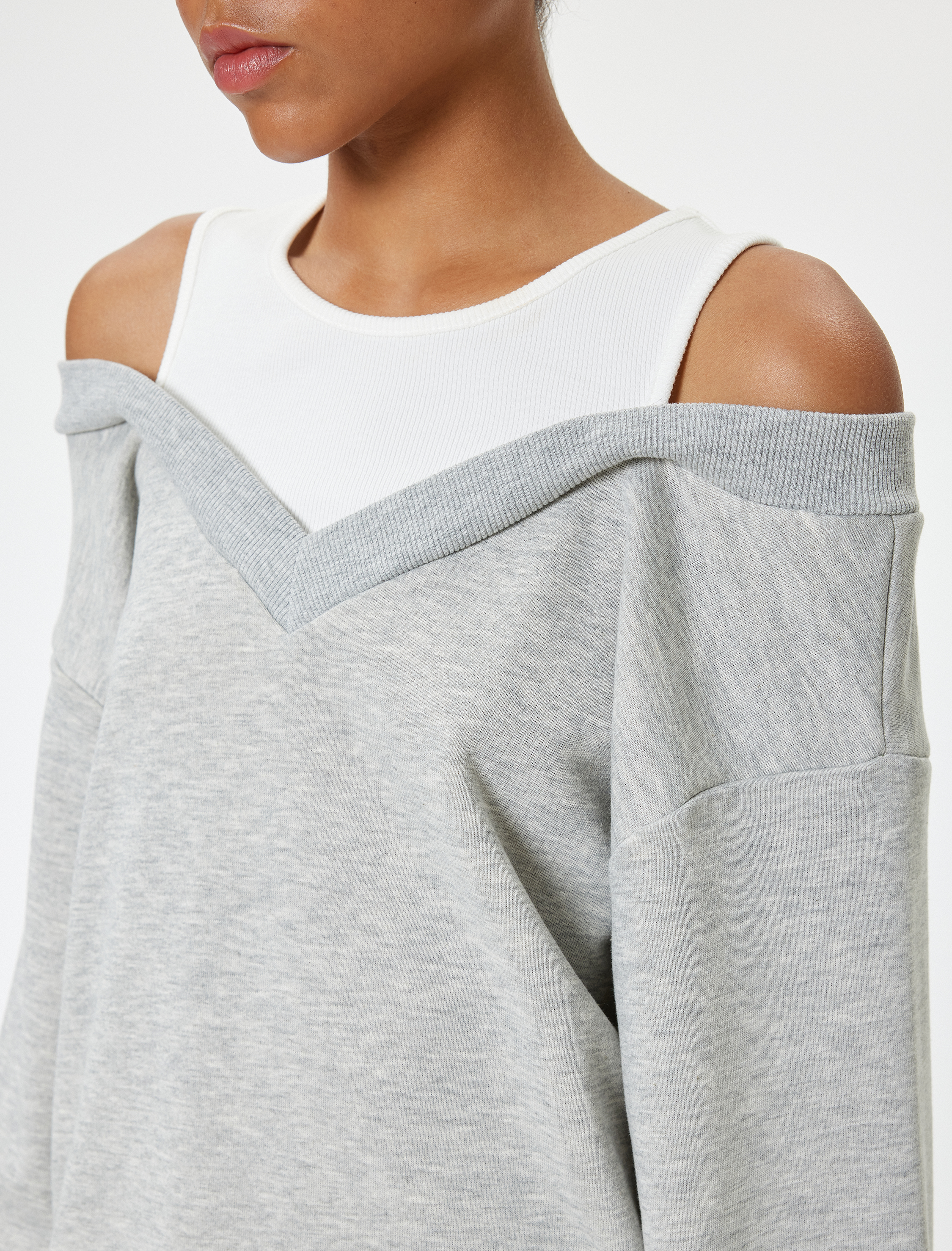   Oversize Sweatshirt İçi Atletli Uzun Kollu Şardonlu