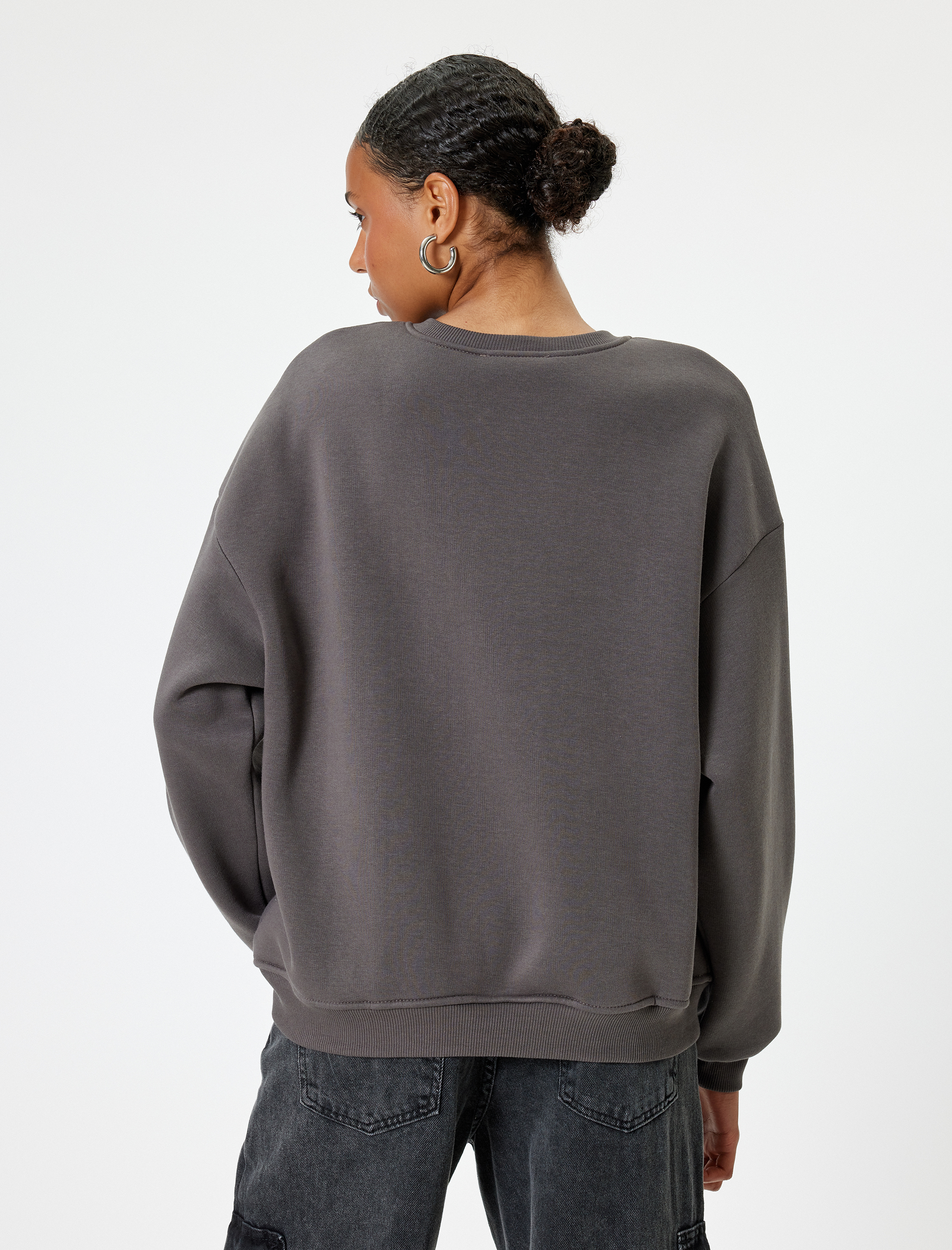   Oversize Sweatshirt Grafiti Baskılı Bisiklet Yaka Şardonlu
