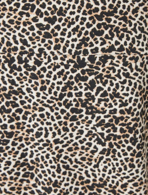 Leopar Desenli Elbise Kloş Mini Askılı Rahat Kesim_5