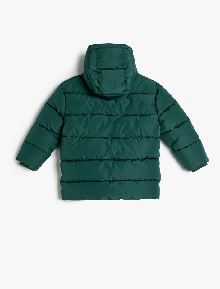 Erkek Çocuk Şişme Mont Kapşonlu Cep Detaylı