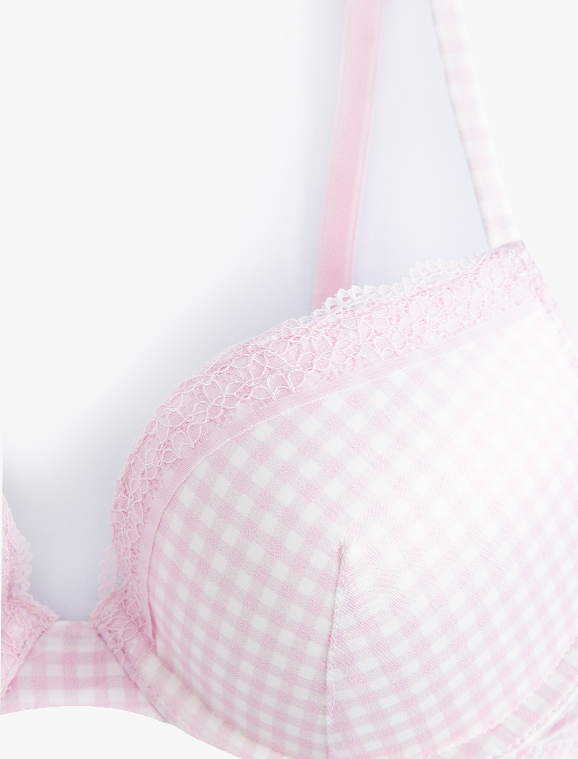   Destekli Dantelli Sütyen Balenli Ekstra Dolgulu Pötikareli