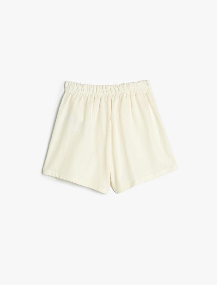 Kız Çocuk Keten Şort Etek Beli Lastikli