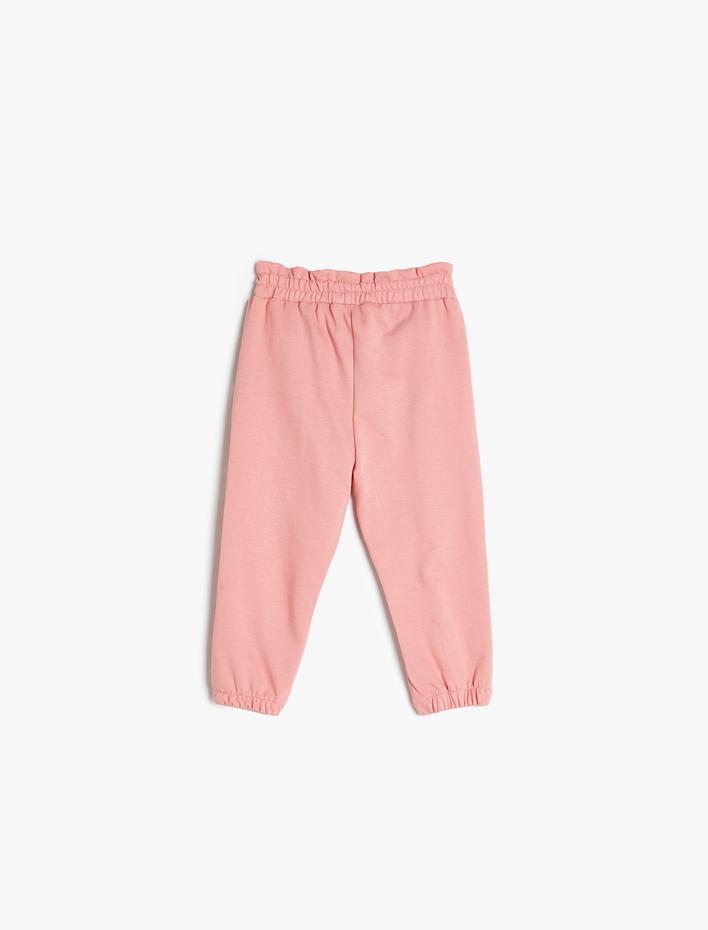 Kız Bebek Jogger Eşofman Altı Beli Lastikli Cepli Beli Fırfırlı Şardonlu