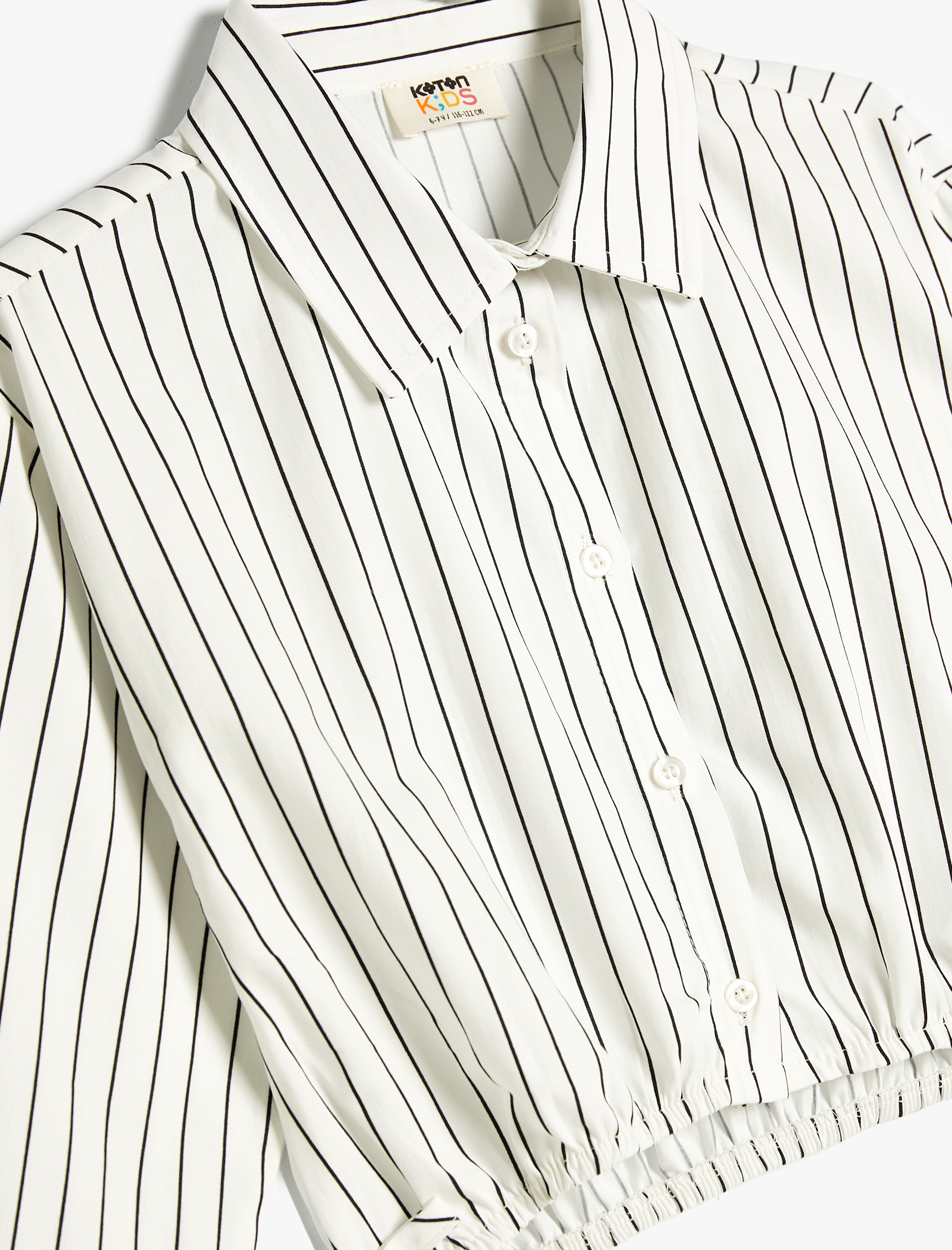  Kız Çocuk Crop Gömlek Uzun Kollu Beli Lastikli Bağlama Detaylı