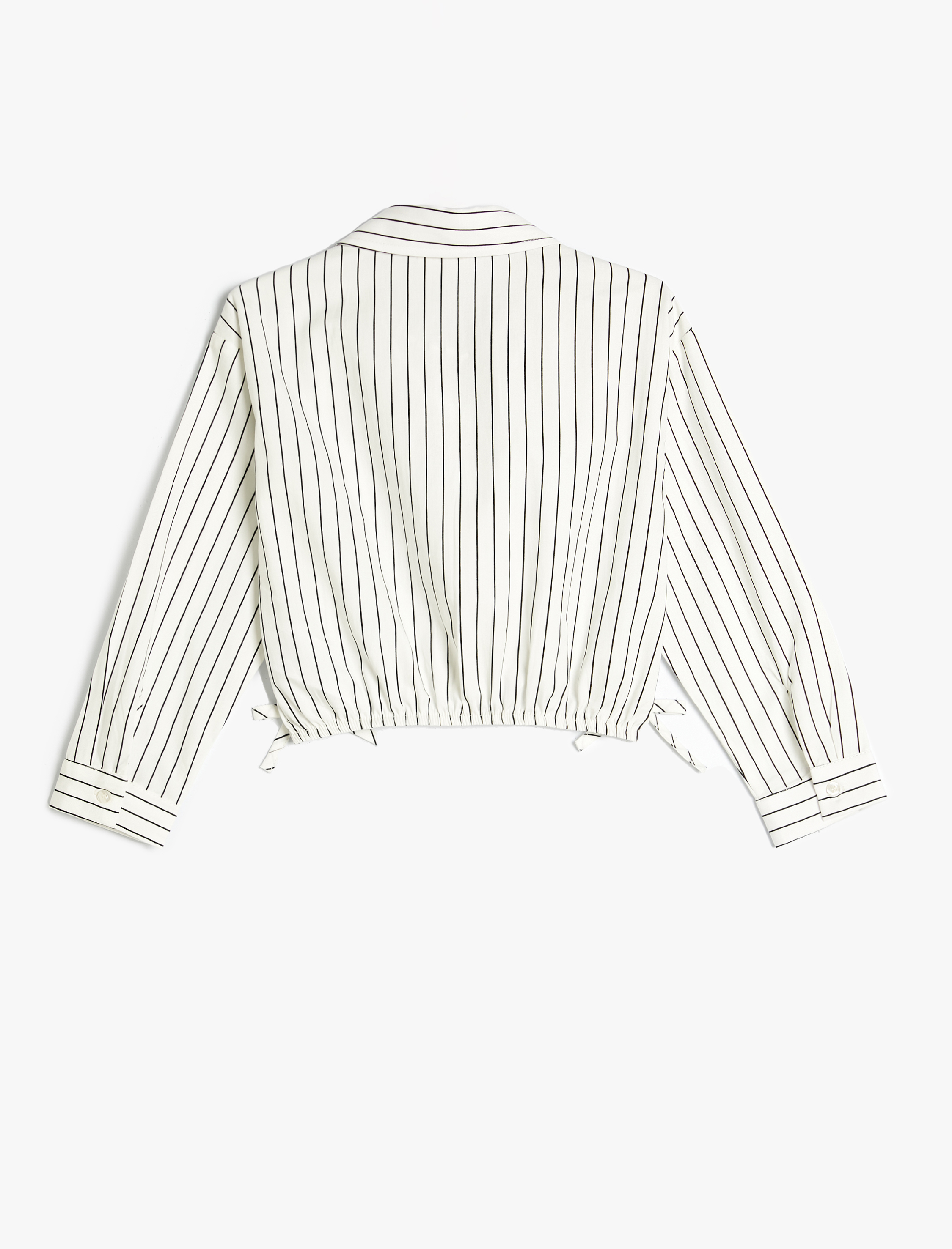  Kız Çocuk Crop Gömlek Uzun Kollu Beli Lastikli Bağlama Detaylı