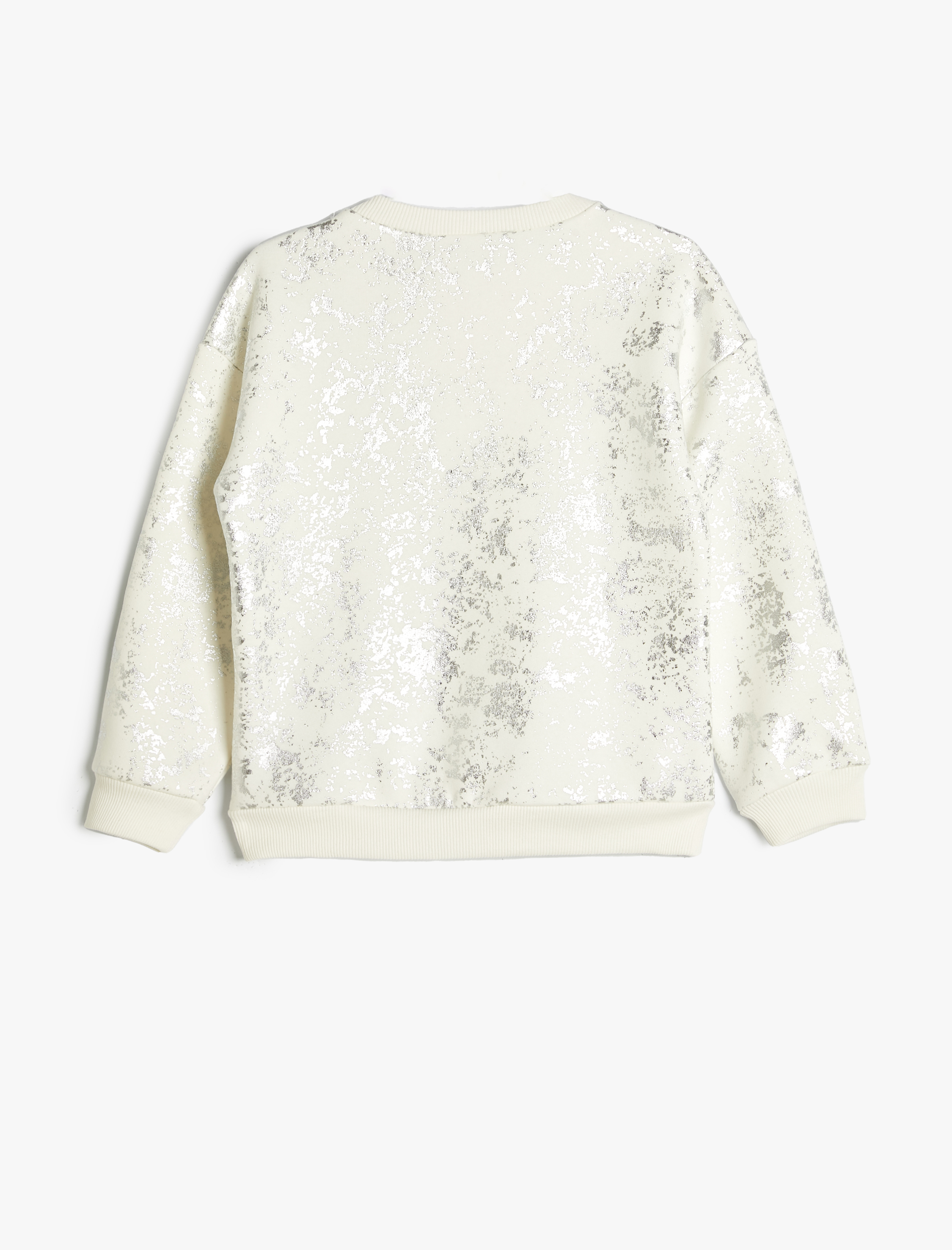  Kız Çocuk Sweatshirt Parlak Baskılı Bisiklet Yaka Uzun Kollu Şardonlu