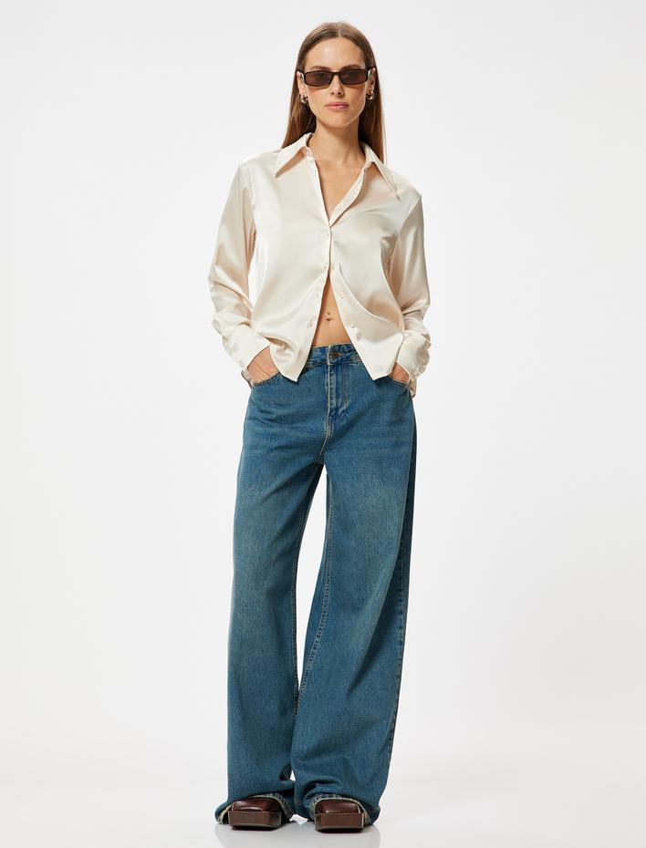  Saten Gömlek Uzun Kollu Klasik Yaka