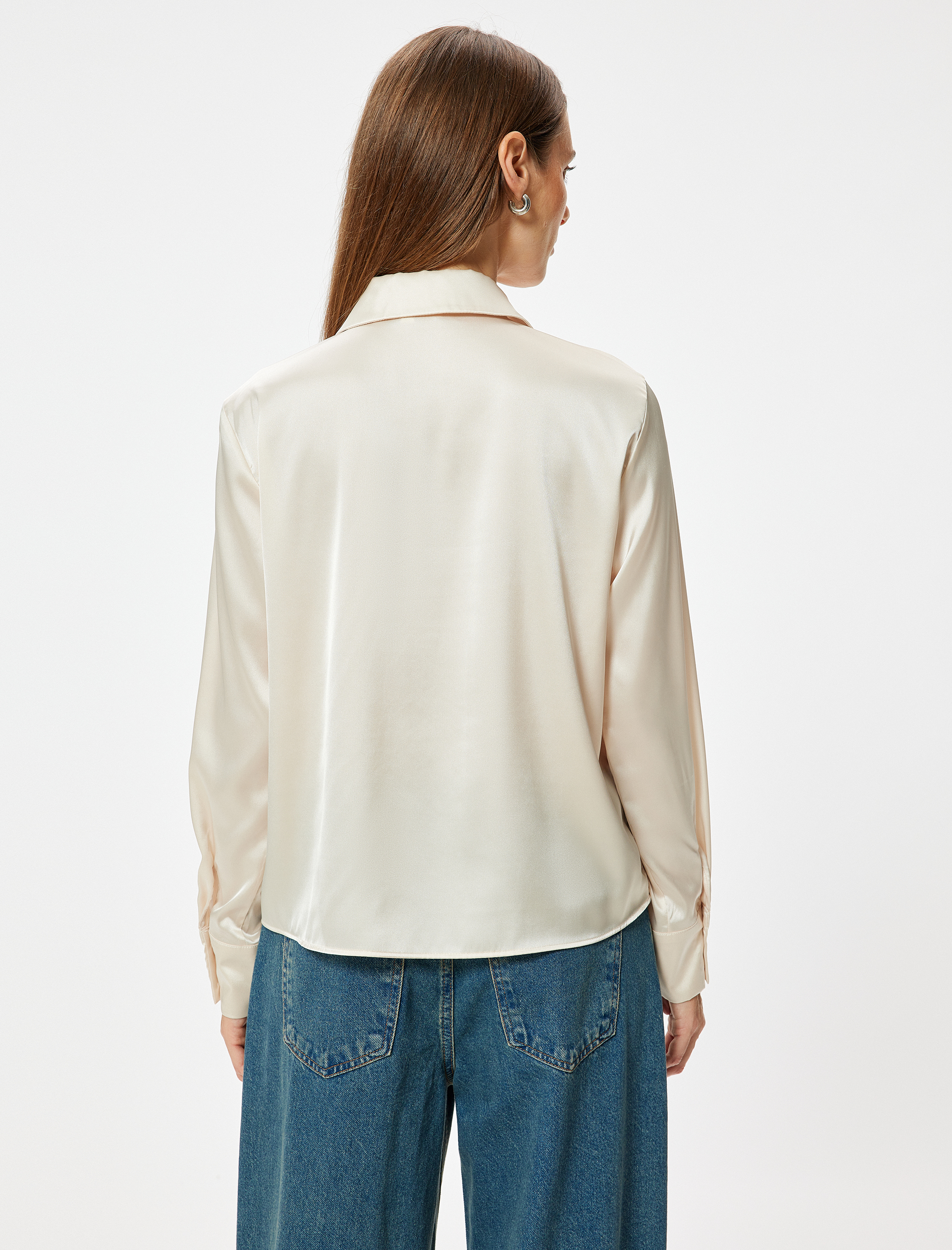   Saten Gömlek Uzun Kollu Klasik Yaka