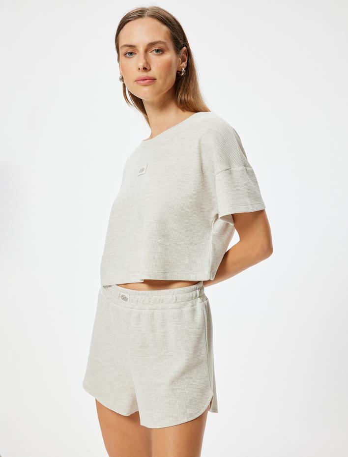  Şort Pijama Altı Beli Lastikli Etiket Detaylı