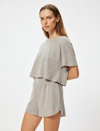 Şort Pijama Altı Beli Lastikli Etiket Detaylı