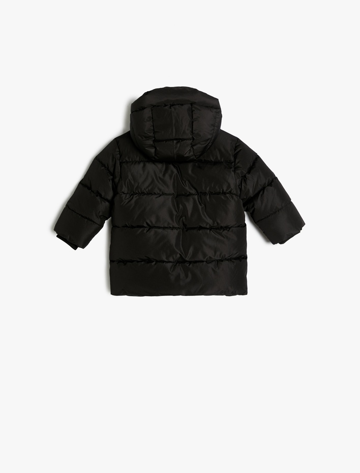 Erkek Bebek Şişme Mont Kapşonlu Cep Detaylı