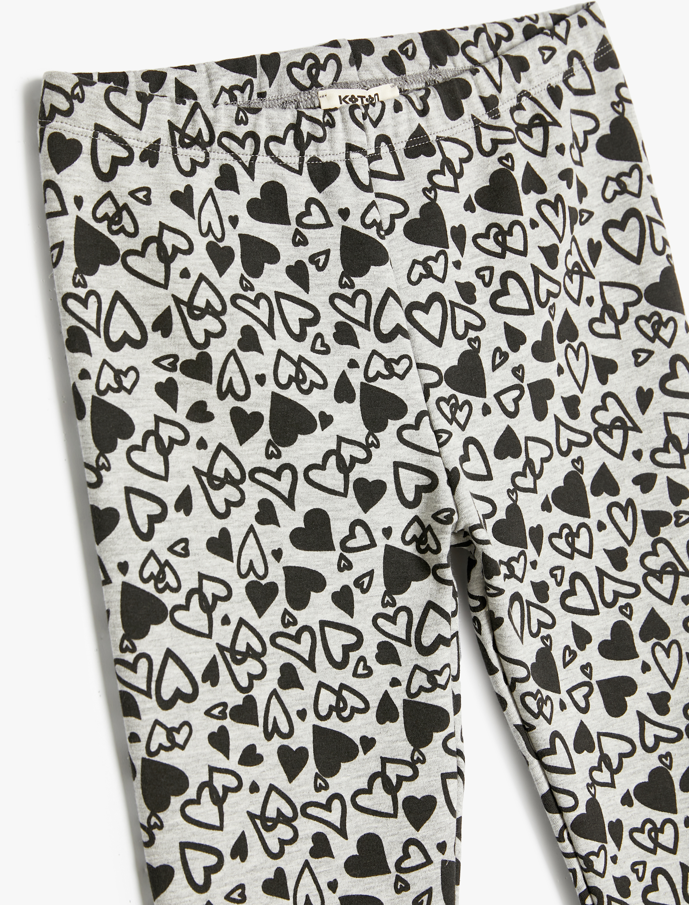  Kız Çocuk Kalp Desenli Beli Lastikli Şardonlu Tayt